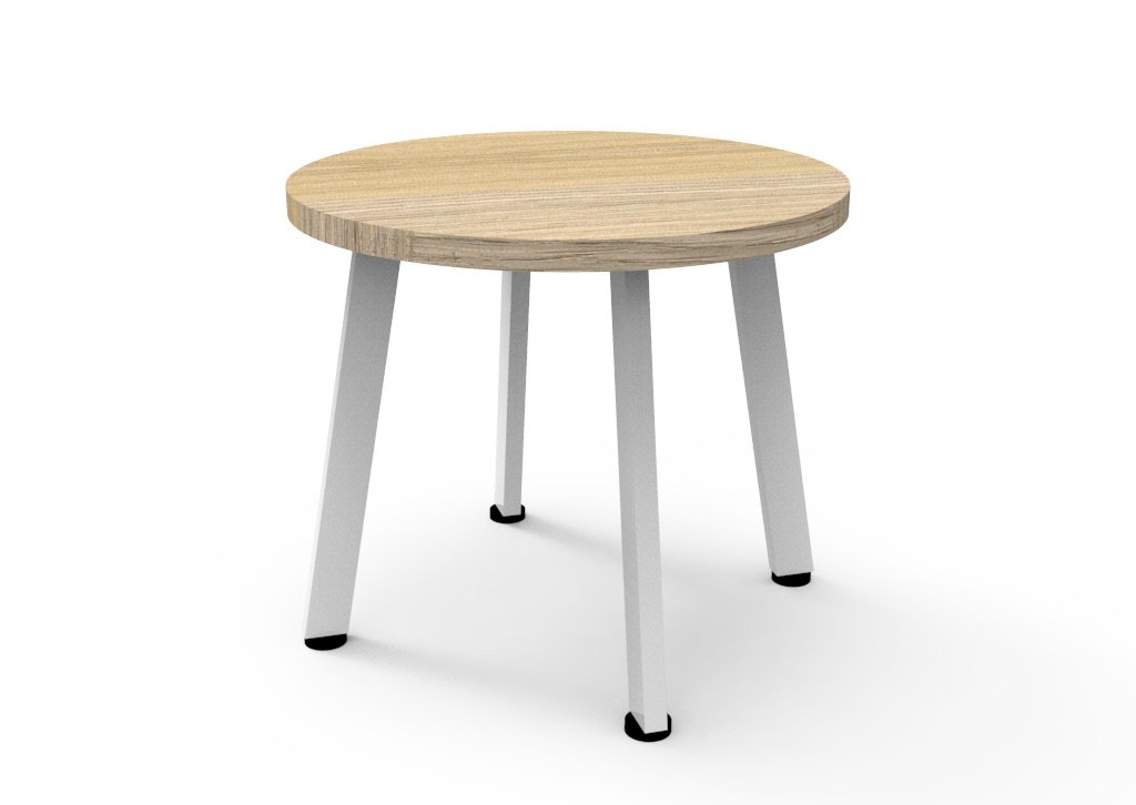Rapidline Eternity Round Coffee Table – Natural Oak Top, White Satin Base | 500mm Dia x 450mm H