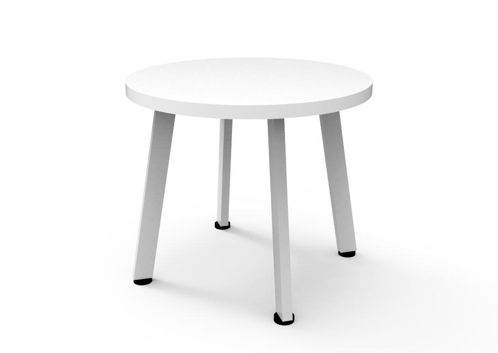 Rapidline Eternity Round Coffee Table – 500mm Dia × 450mm H, Natural White Top, White Powder Coat Base
