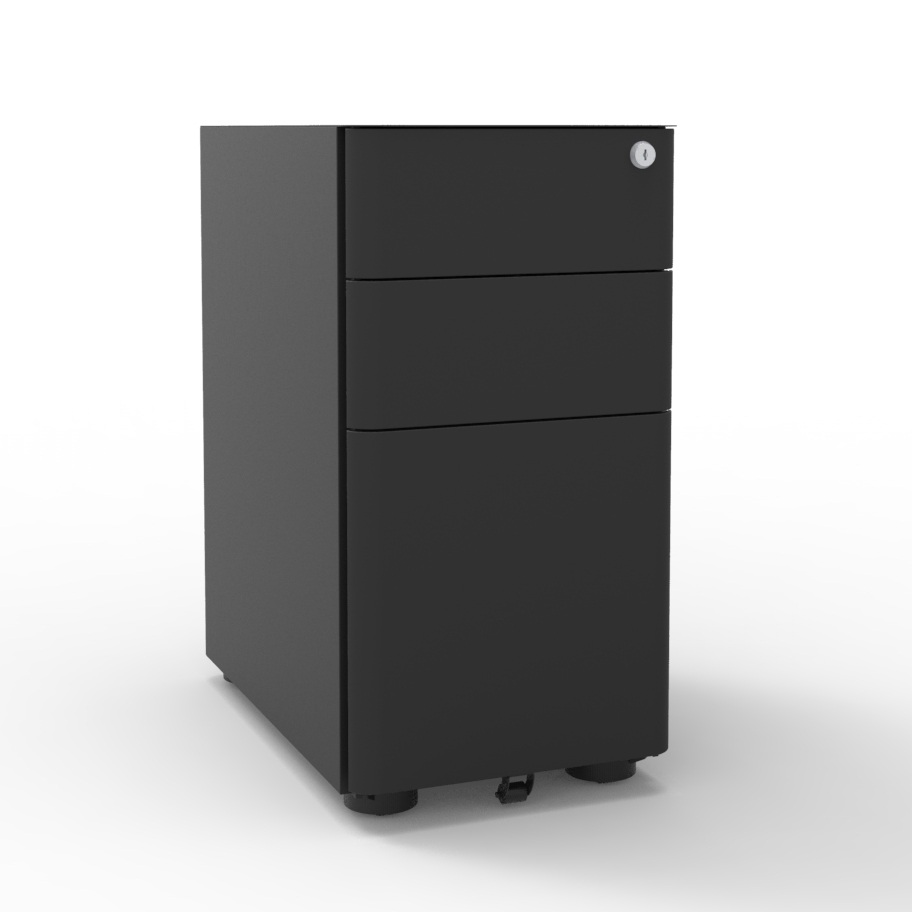 Eternity Slimline Mobile Pedestal – Black Satin | Multi-Drawer Desk Storage