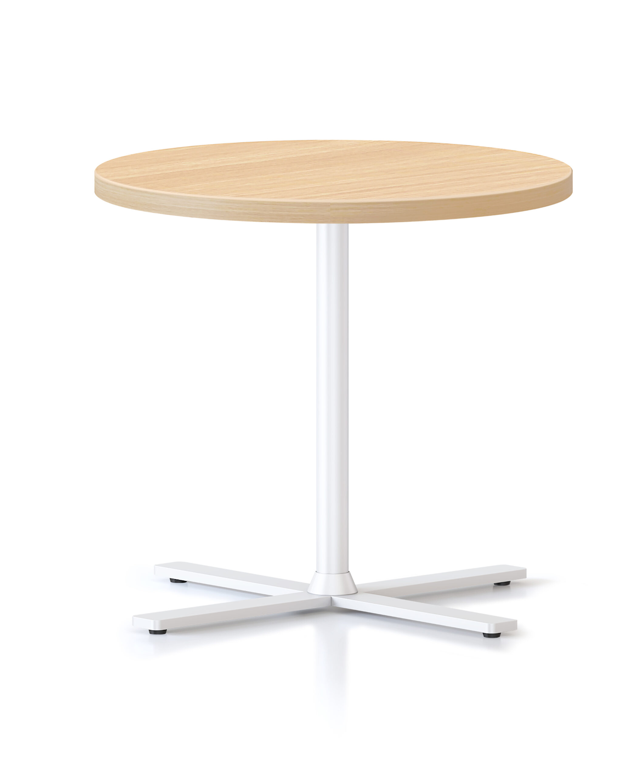 Rapidline Kolo Side Table – Natural Oak Top, White Cross Base, 500mm Dia x 457mm H