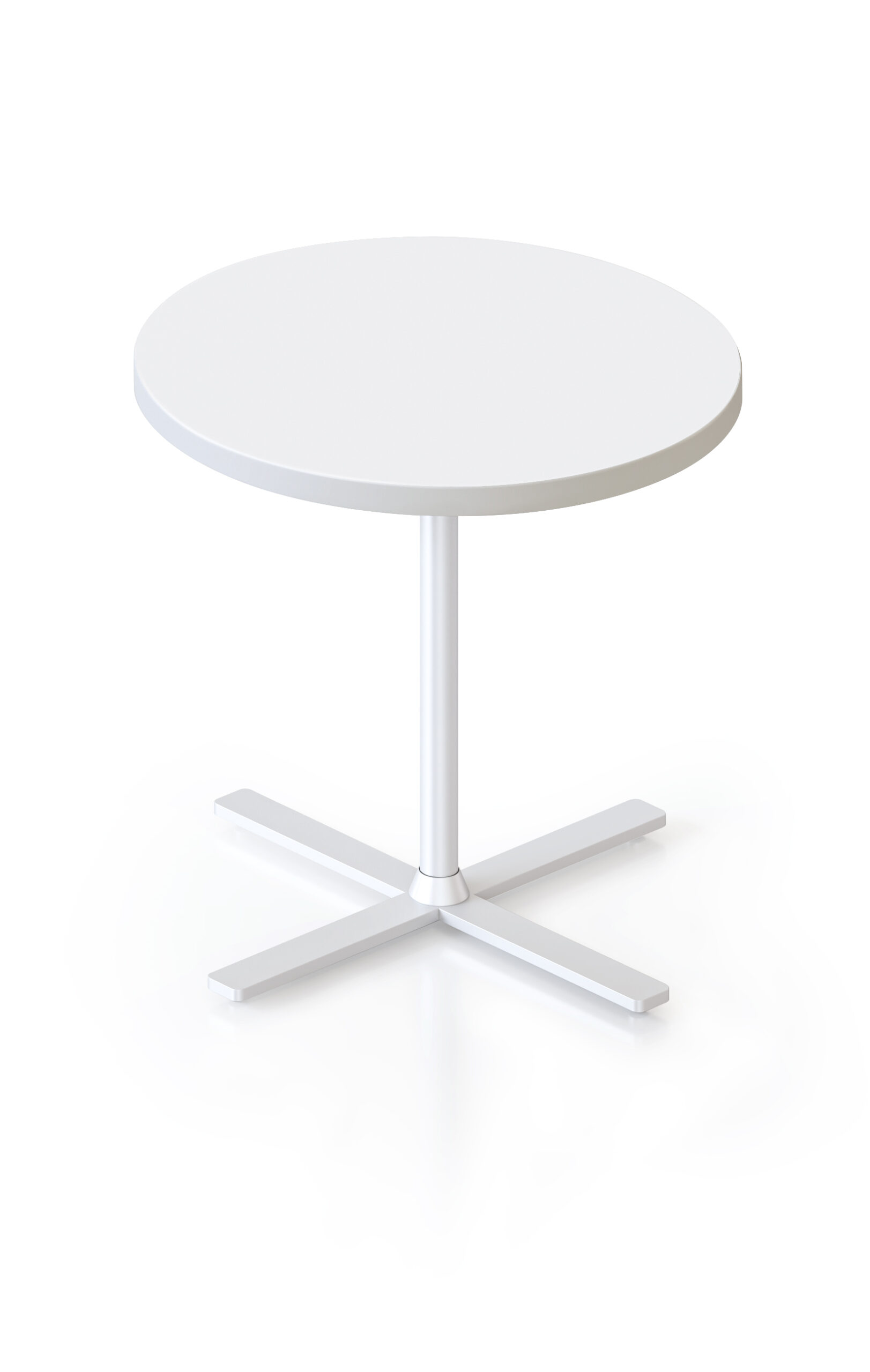 Rapidline Kolo Side Table – Natural White Top, White Cross Base, 500mm Dia x 457mm H