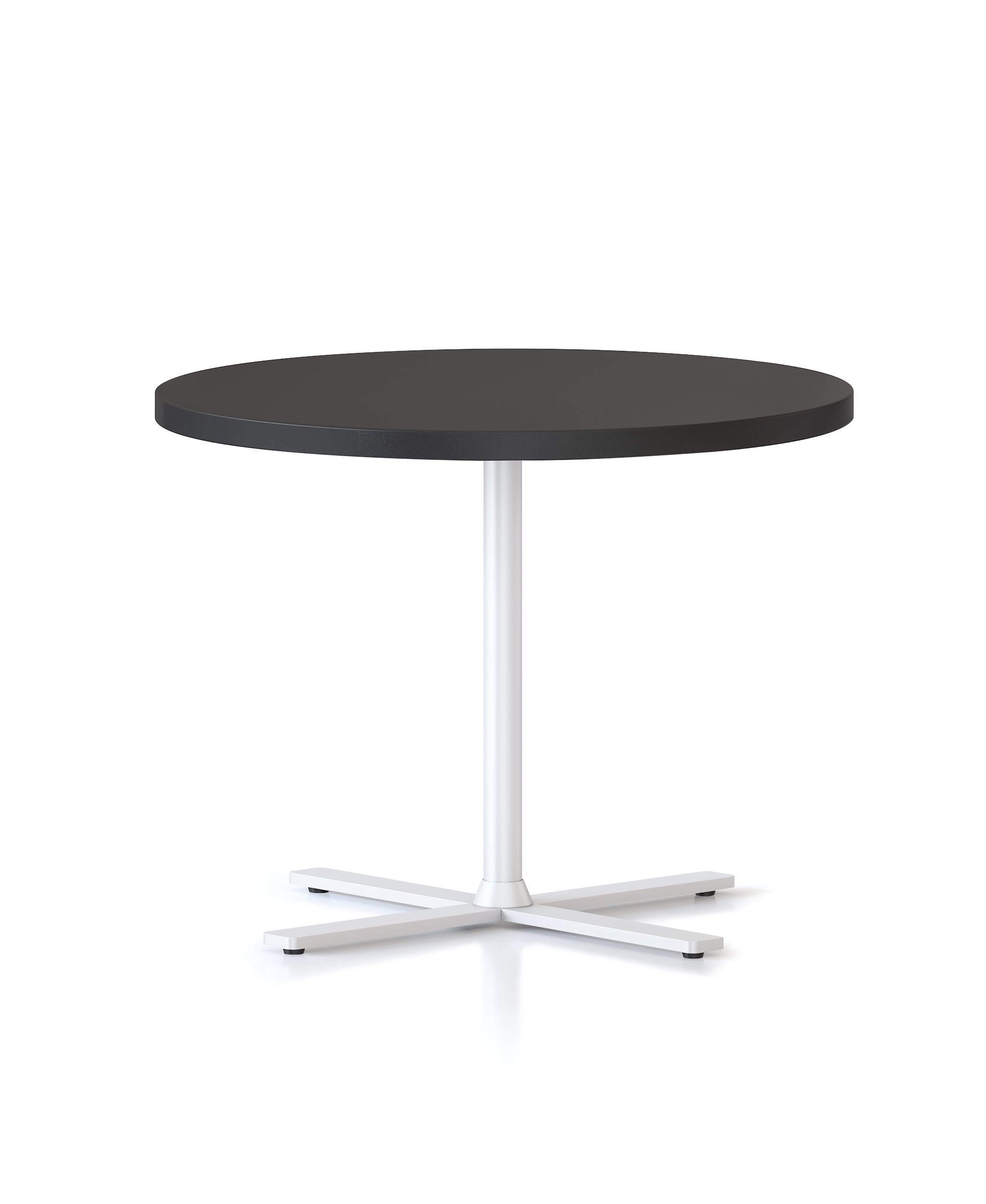 Kolo Side & Coffee Table – 600mm Dia x 457mm H, Black Top, White Base