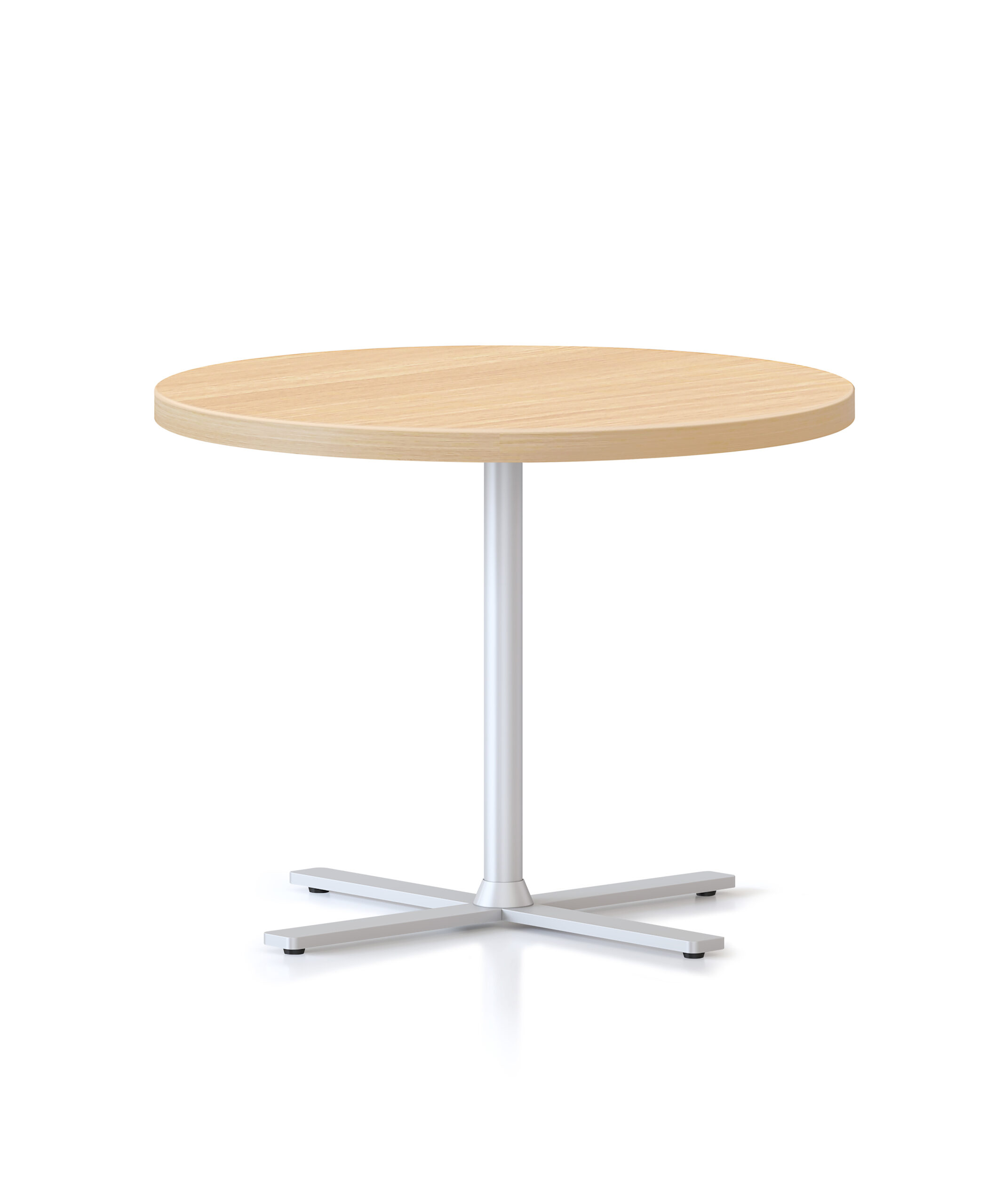 Rapidline Kolo Side & Coffee Table – 600mm Dia x 457mm H | Natural Oak Top, White Powder-Coated Base