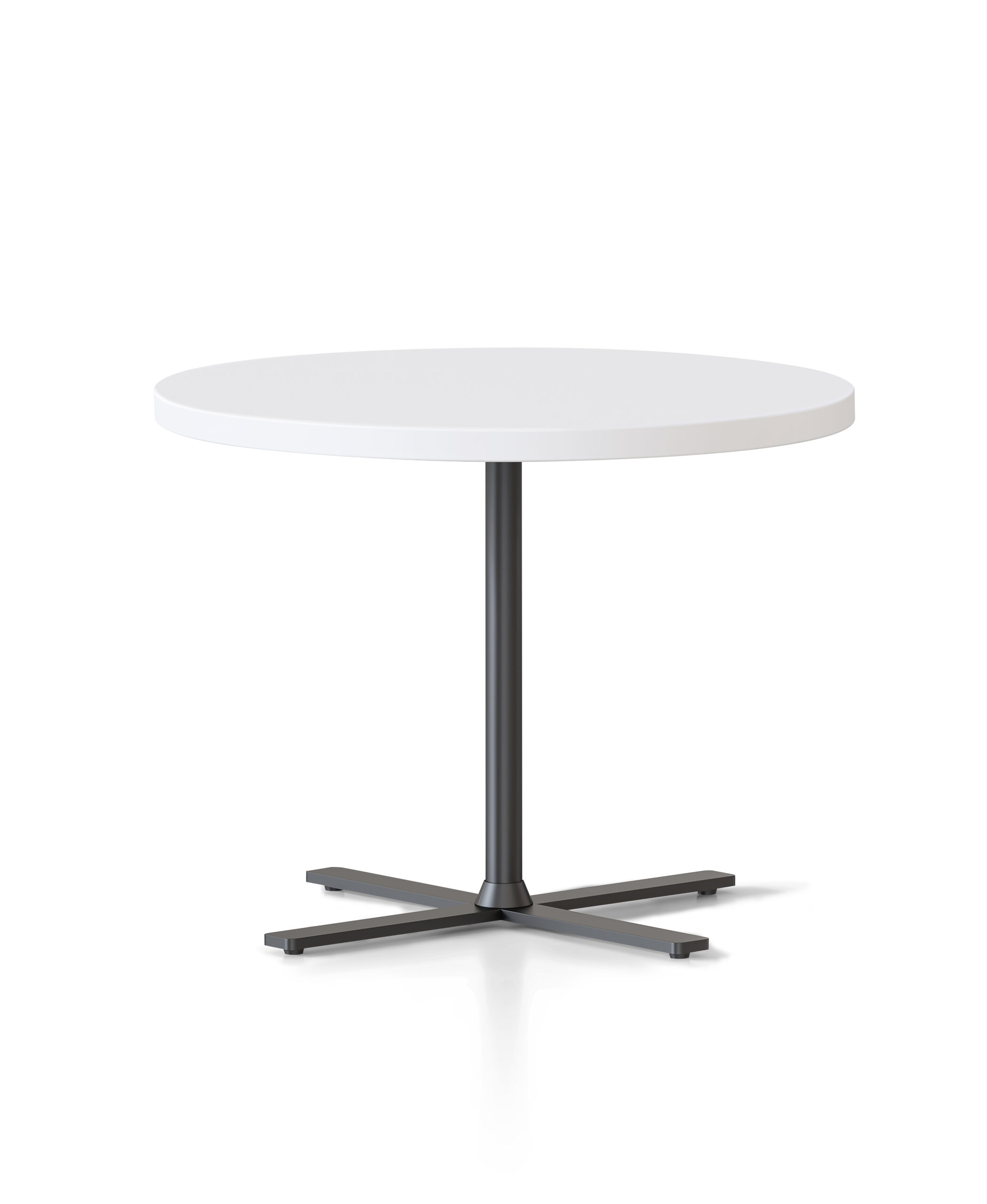 Rapidline Kolo Side & Coffee Table – 600mm Dia x 457mm H | Natural White Top, Black Powder-Coated Base