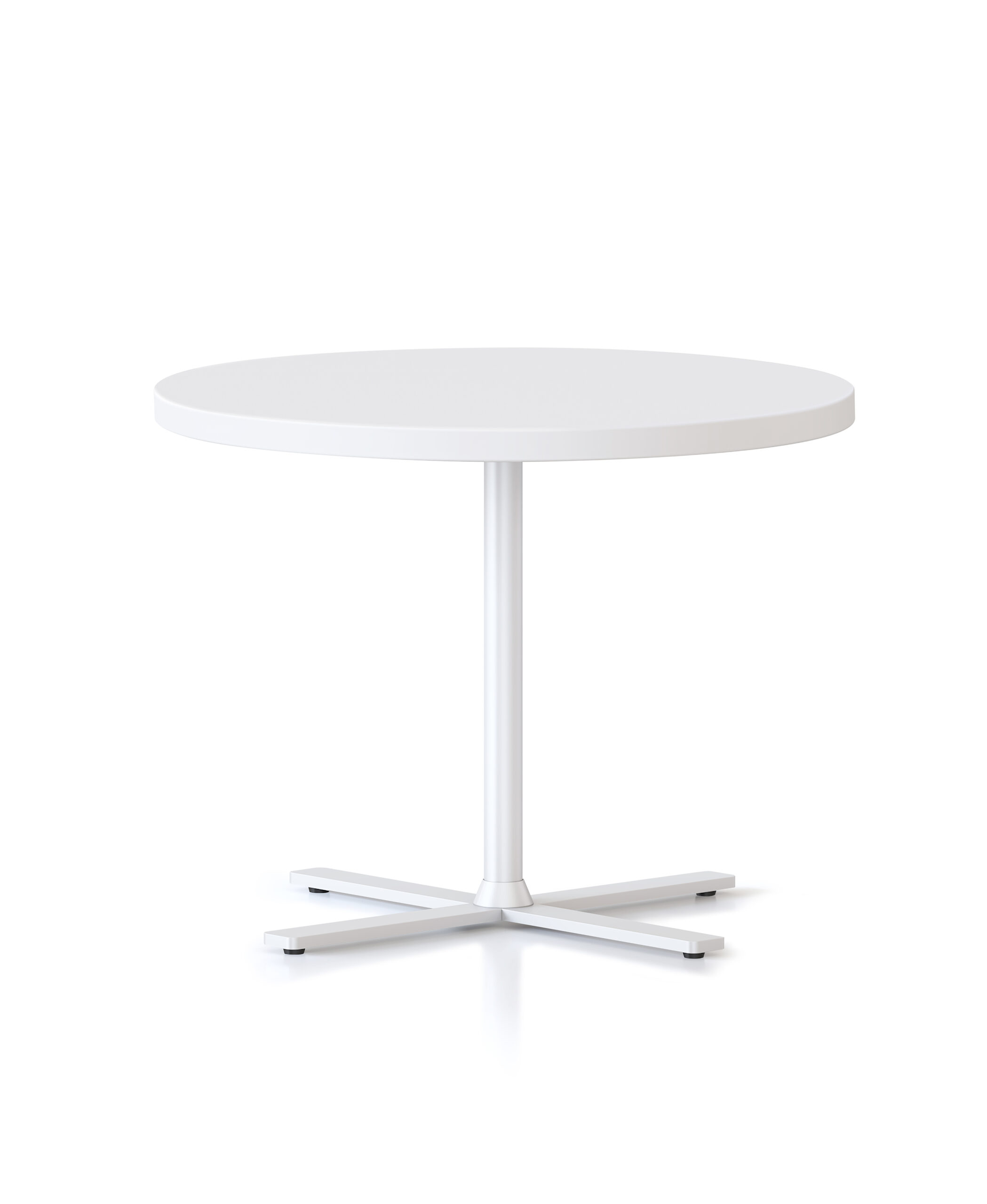 Rapidline Kolo Side & Coffee Table – 600mm Dia x 457mm H | Natural White Top, White Powder-Coated Base