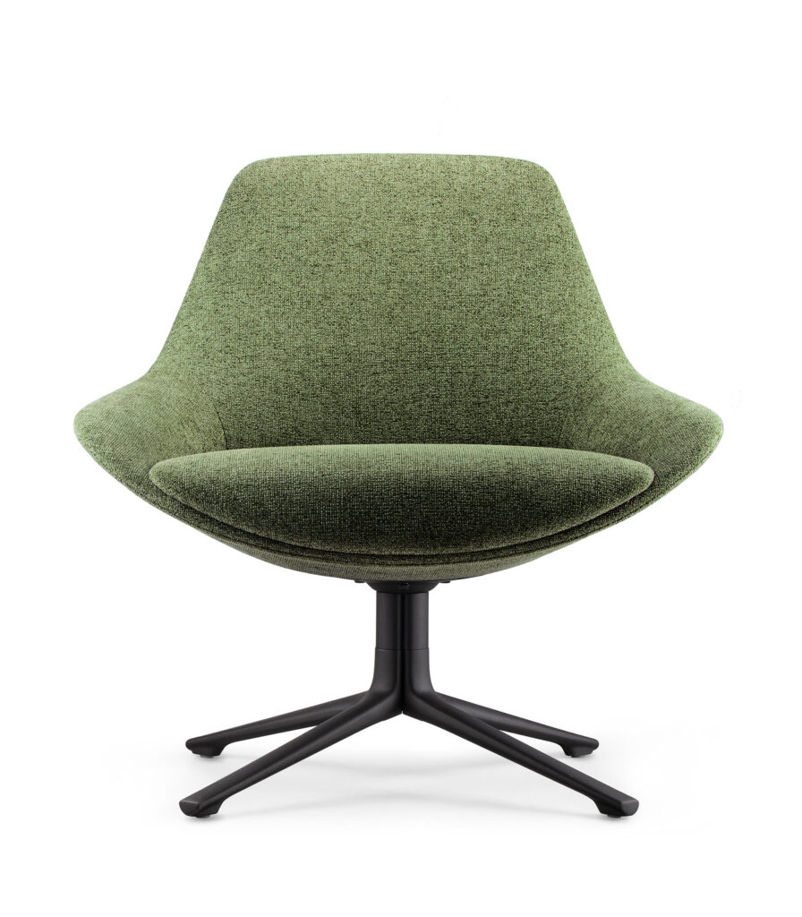 Rapidline Lutie Club Lounge Chair – Olive, Steel 4-Leg Base, Molded Foam Seat & Back