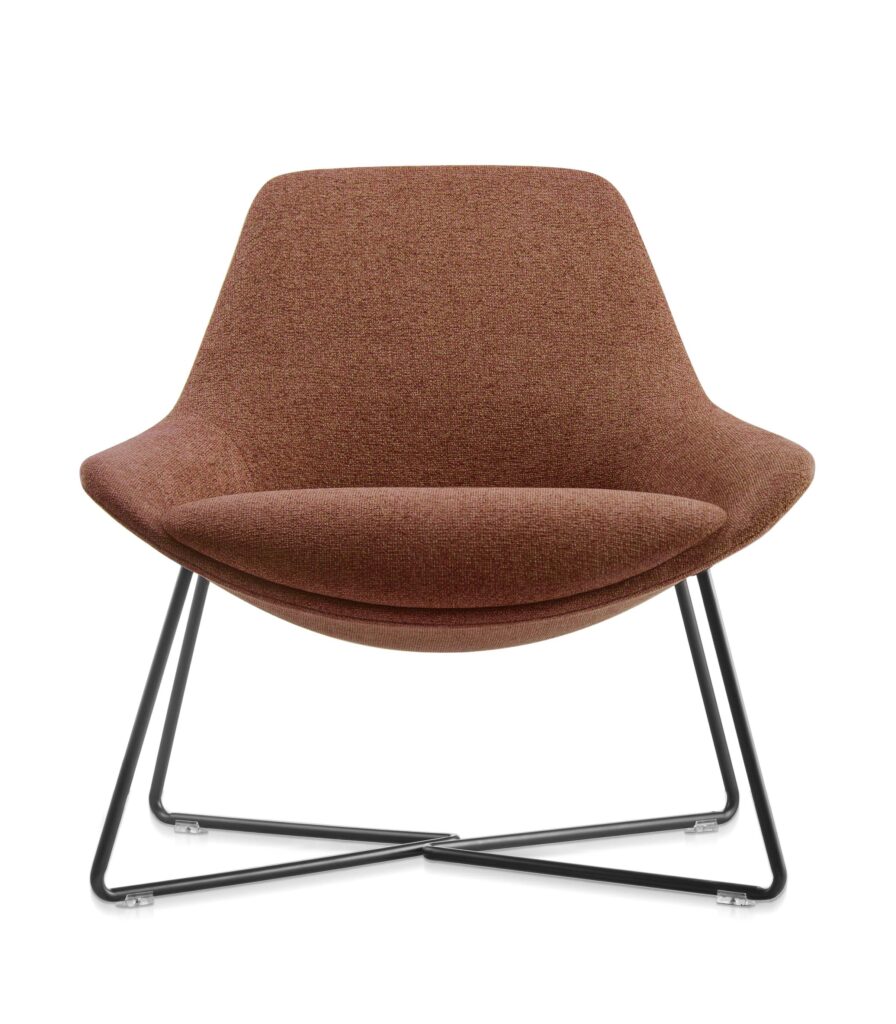 Rapidline Lutie Cross Lounge Chair – Rust, Steel Loop Rod Base, Molded Foam Seat & Back