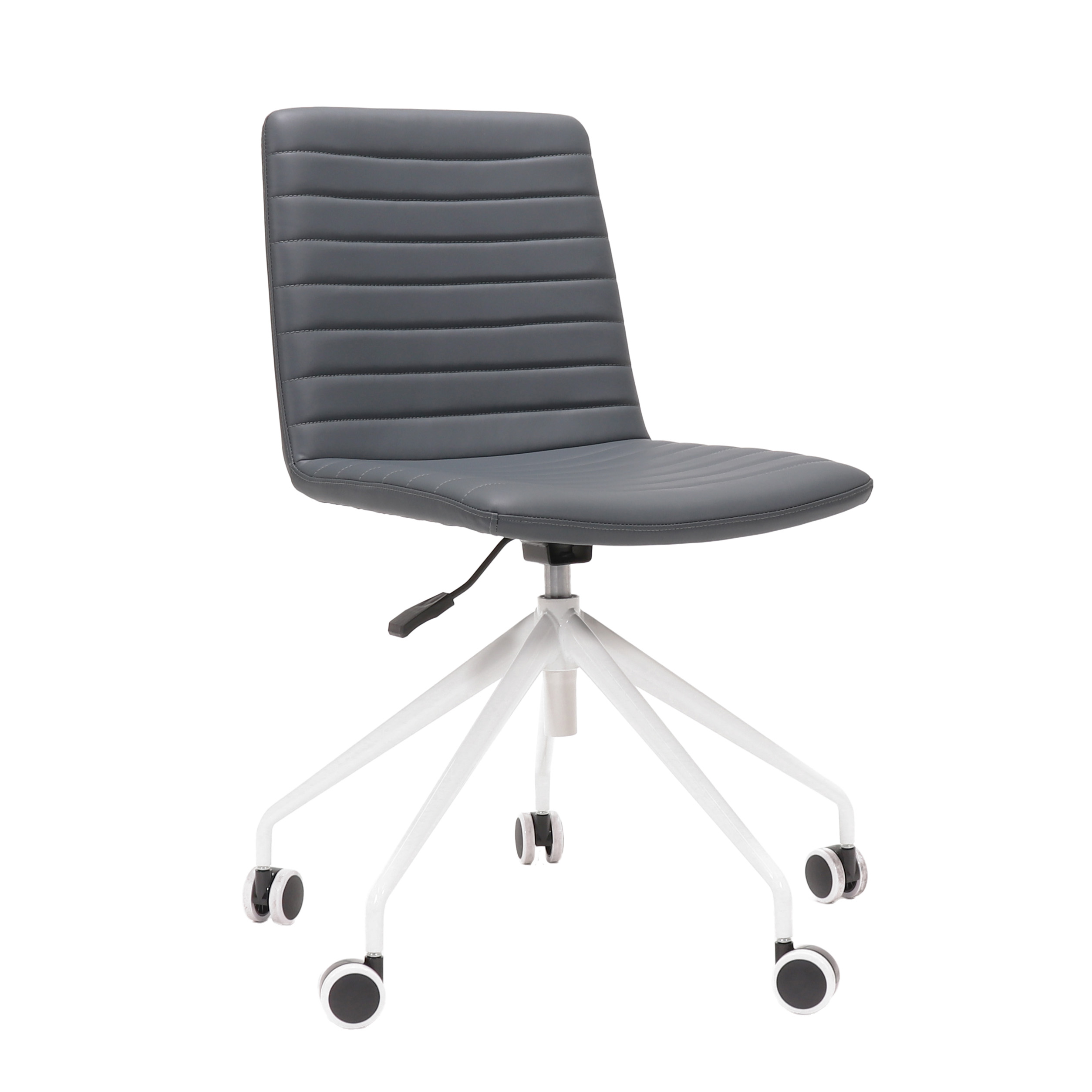 Rapidline Pixel Swivel Chair – French Navy PU Seat, White Base | No Arms