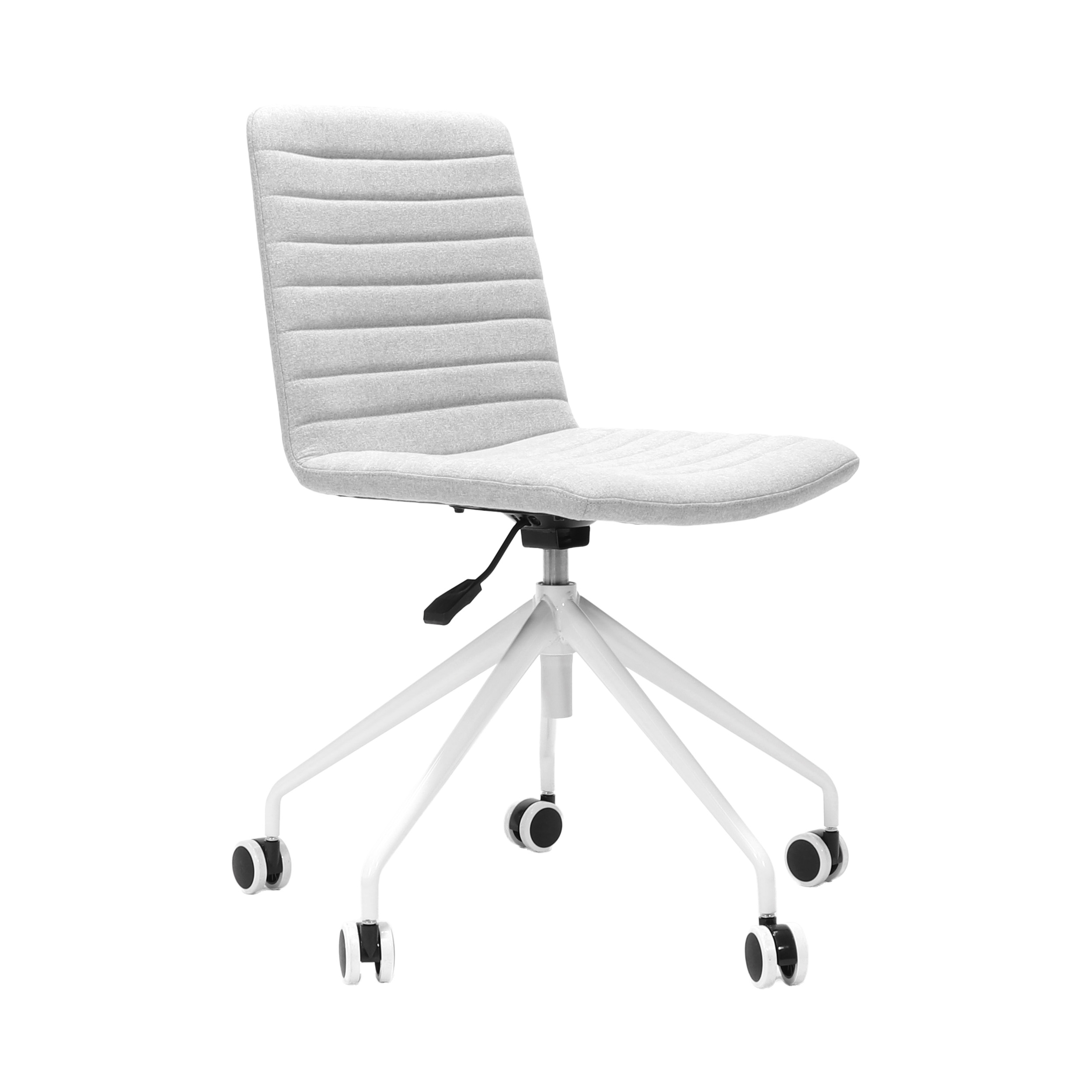 Rapidline Pixel Swivel Chair – Light Grey Fabric Seat, White Base | No Arms