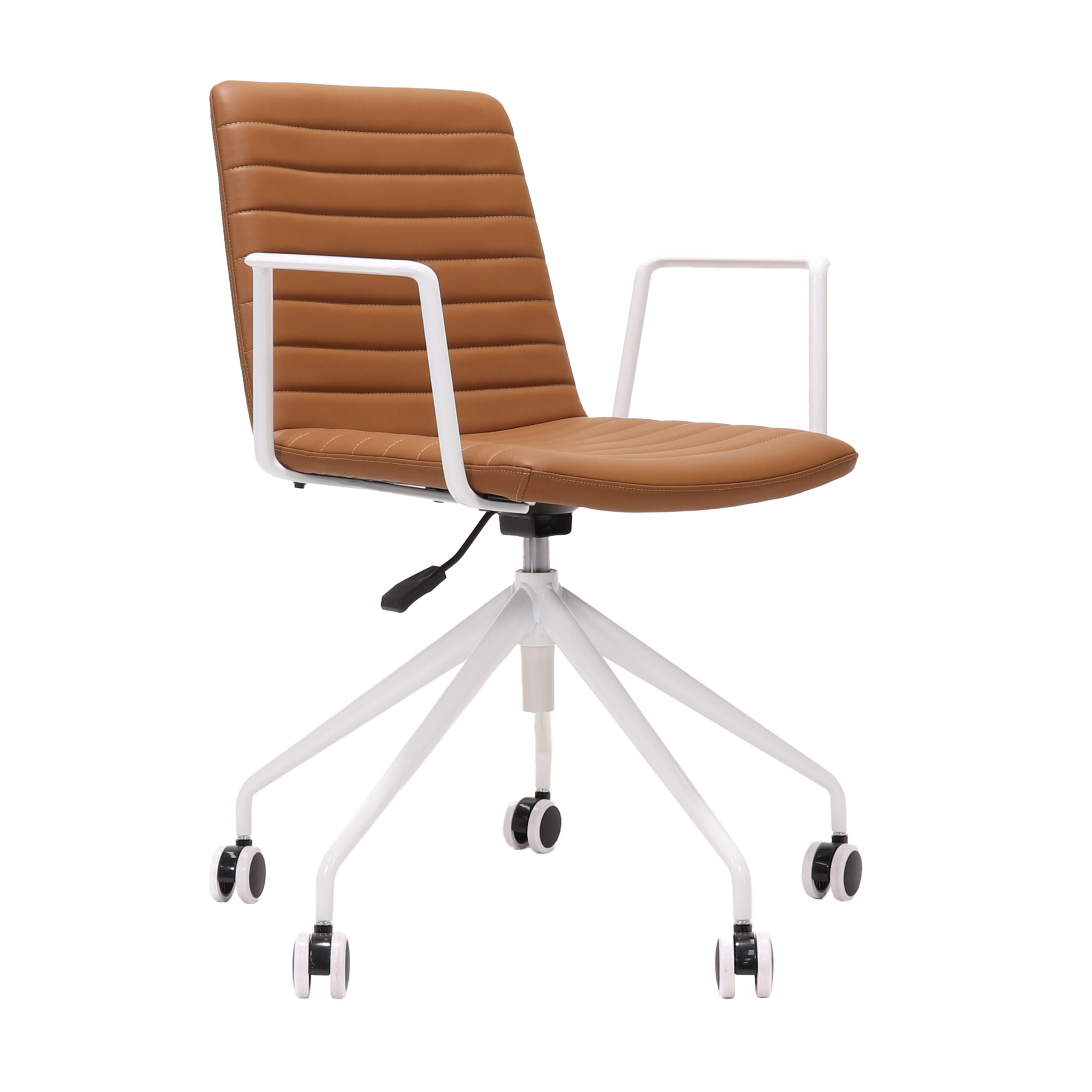 Rapidline Pixel Swivel Chair – Amber PU Seat, White Polycarbonate Base & Arms | 5-Year Warranty