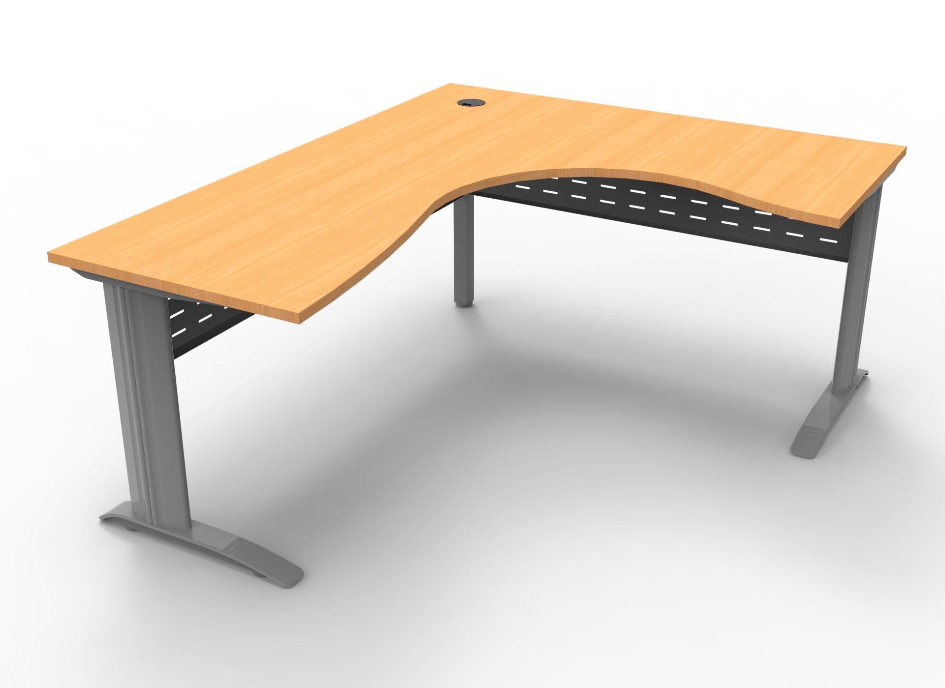 Rapidline Rapid Span Corner Workstation – Beech Top, Precious Silver Base – 1800 x 1200 x 700mm