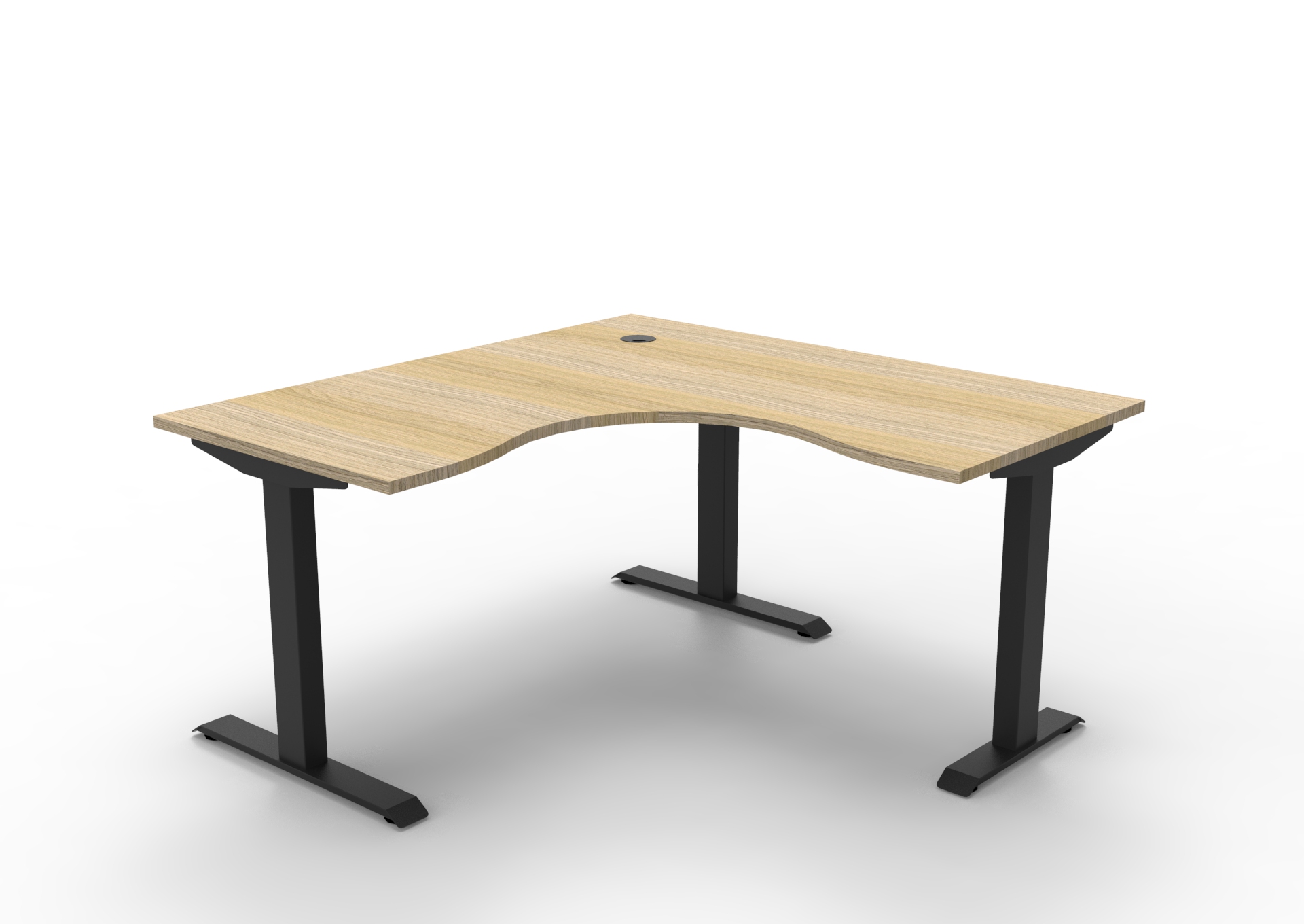 Rapidline Boost Static Corner Workstation – Natural Oak Top, Black Satin Frame (1500 x 1500 x 750mm)
