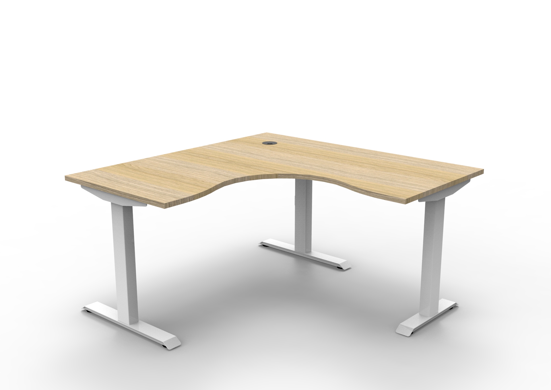 Rapidline Boost Static Corner Workstation – Natural Oak Top, White Satin Frame (1500 x 1500 x 750mm)