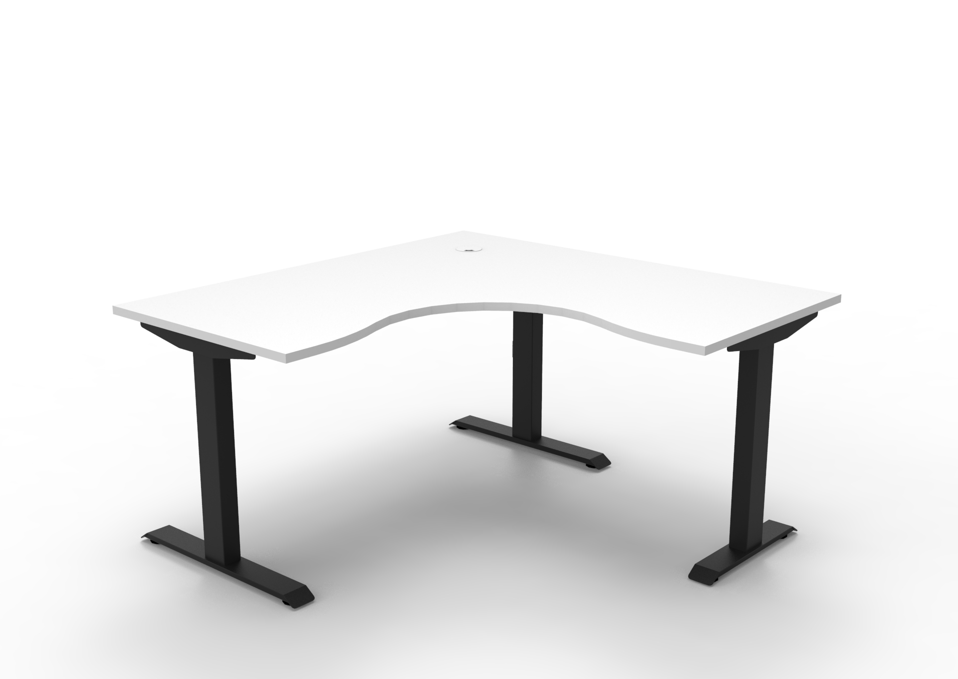 Rapidline Boost Static Corner Workstation – Natural White Top, Black Satin Frame (1500 x 1500 x 750mm)