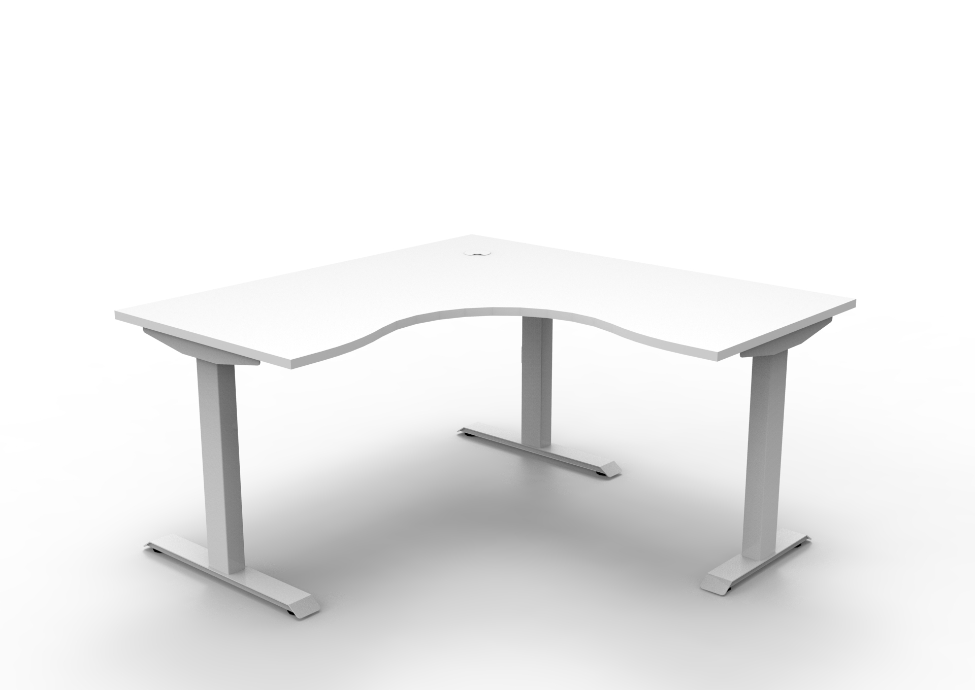 Rapidline Boost Static Corner Workstation – Natural White Top, White Satin Frame (1500 x 1500 x 750mm)