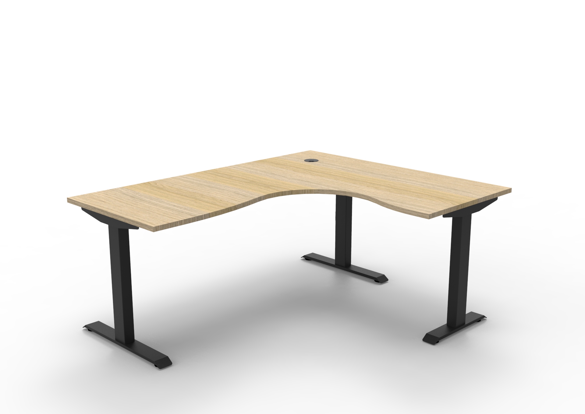 Rapidline Boost Static Corner Workstation – Natural Oak Top, Black Satin Frame | 1800 x 1500 x 750mm