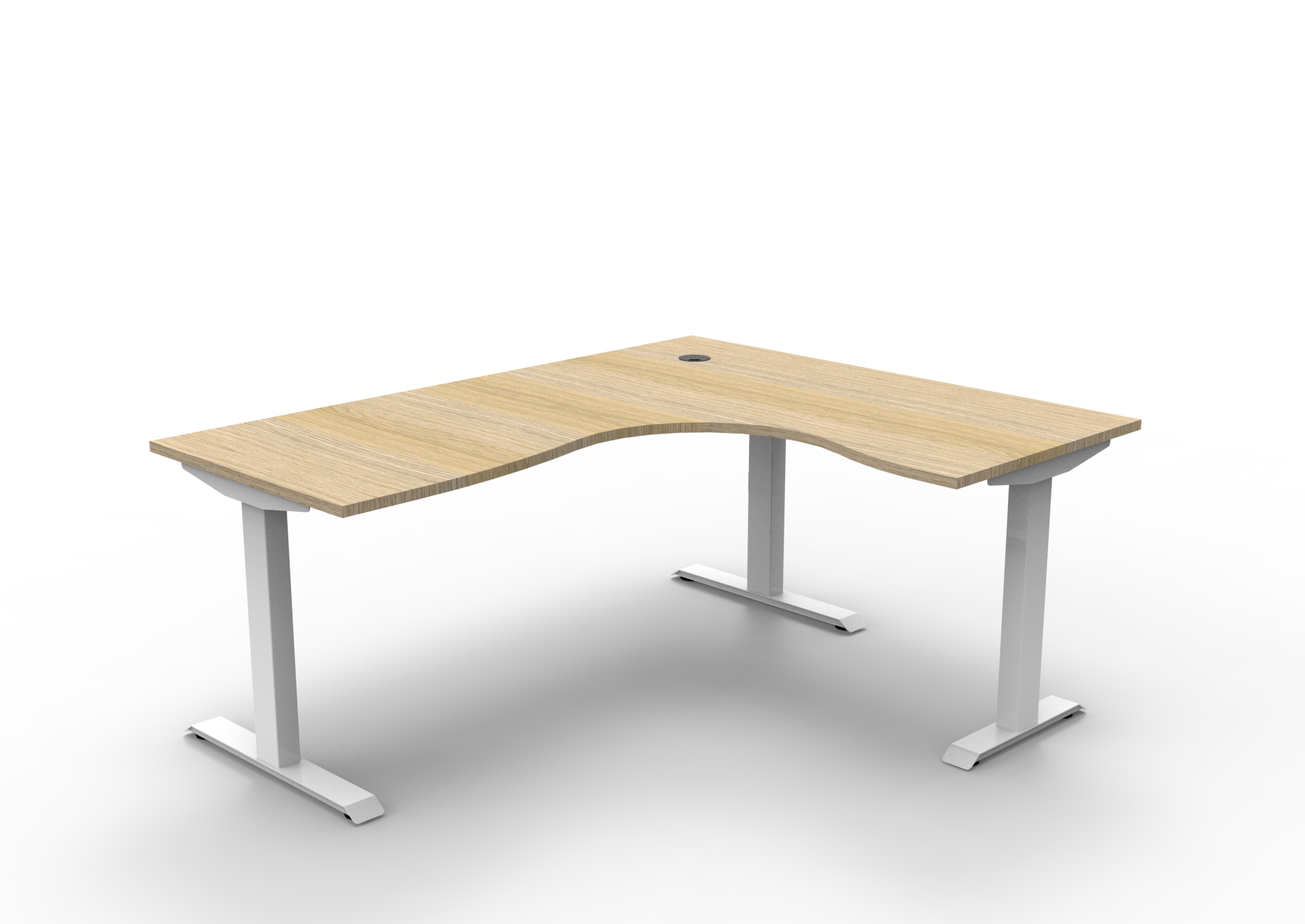Rapidline Boost Static Corner Workstation – Natural Oak Top, White Satin Frame | 1800 x 1500 x 750mm