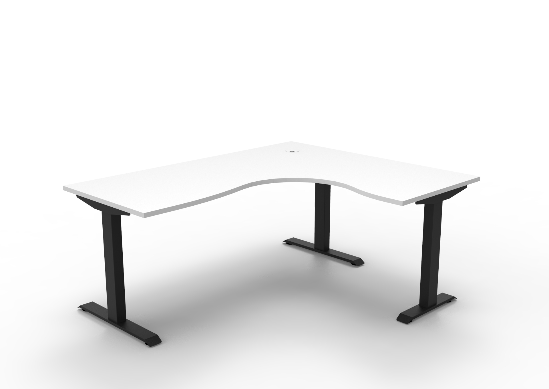 Rapidline Boost Static Corner Workstation – Natural White Top, Black Satin Frame | 1800 x 1500 x 750mm