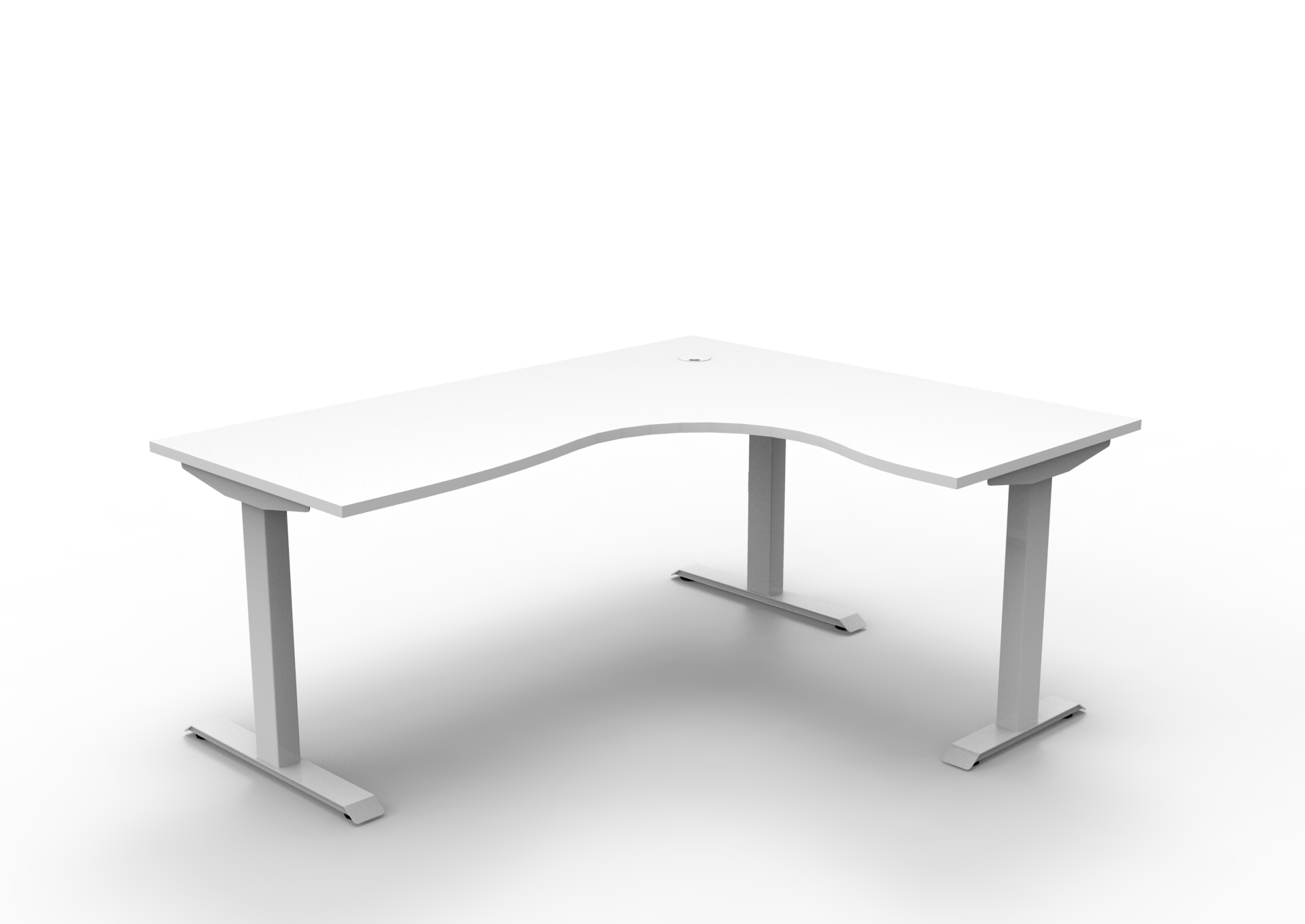 Rapidline Boost Static Corner Workstation – Natural White Top, White Satin Frame | 1800 x 1500 x 750mm