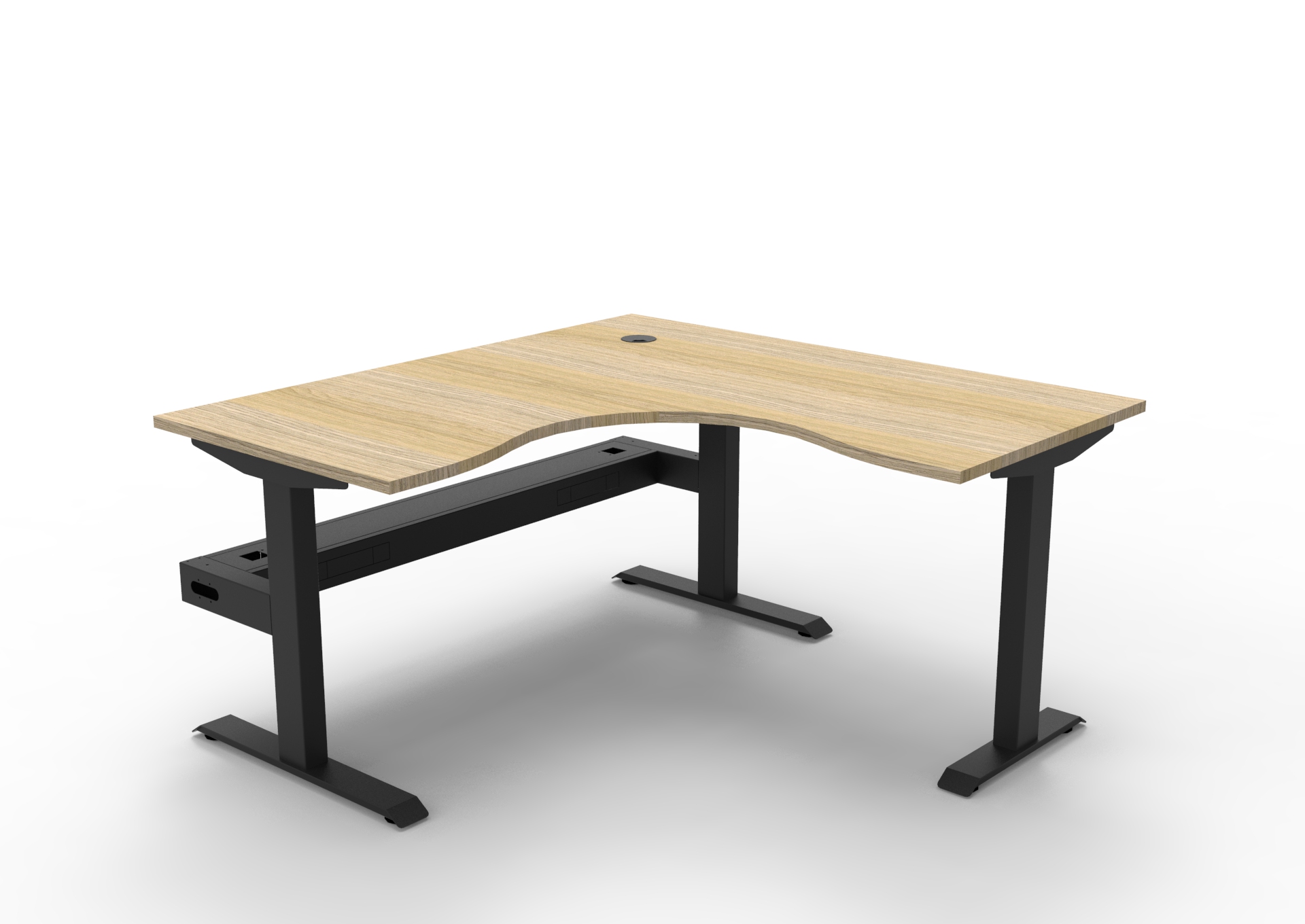 Rapidline Boost Static Corner Workstation – 1500×1500mm, Natural Oak Top, Black Satin Frame