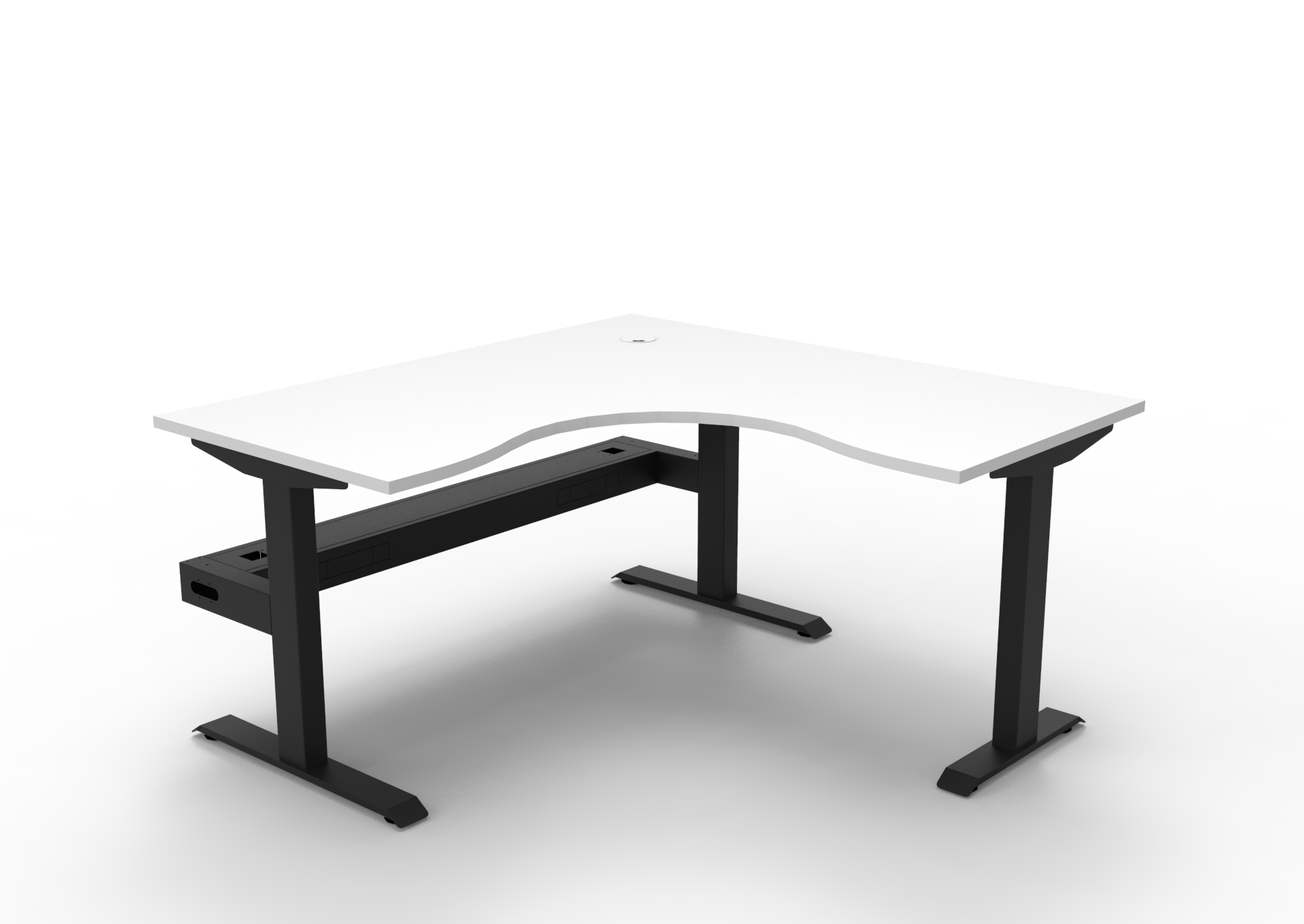 Rapidline Boost Static Corner Workstation – 1500×1500mm, Natural White Top, Black Satin Frame
