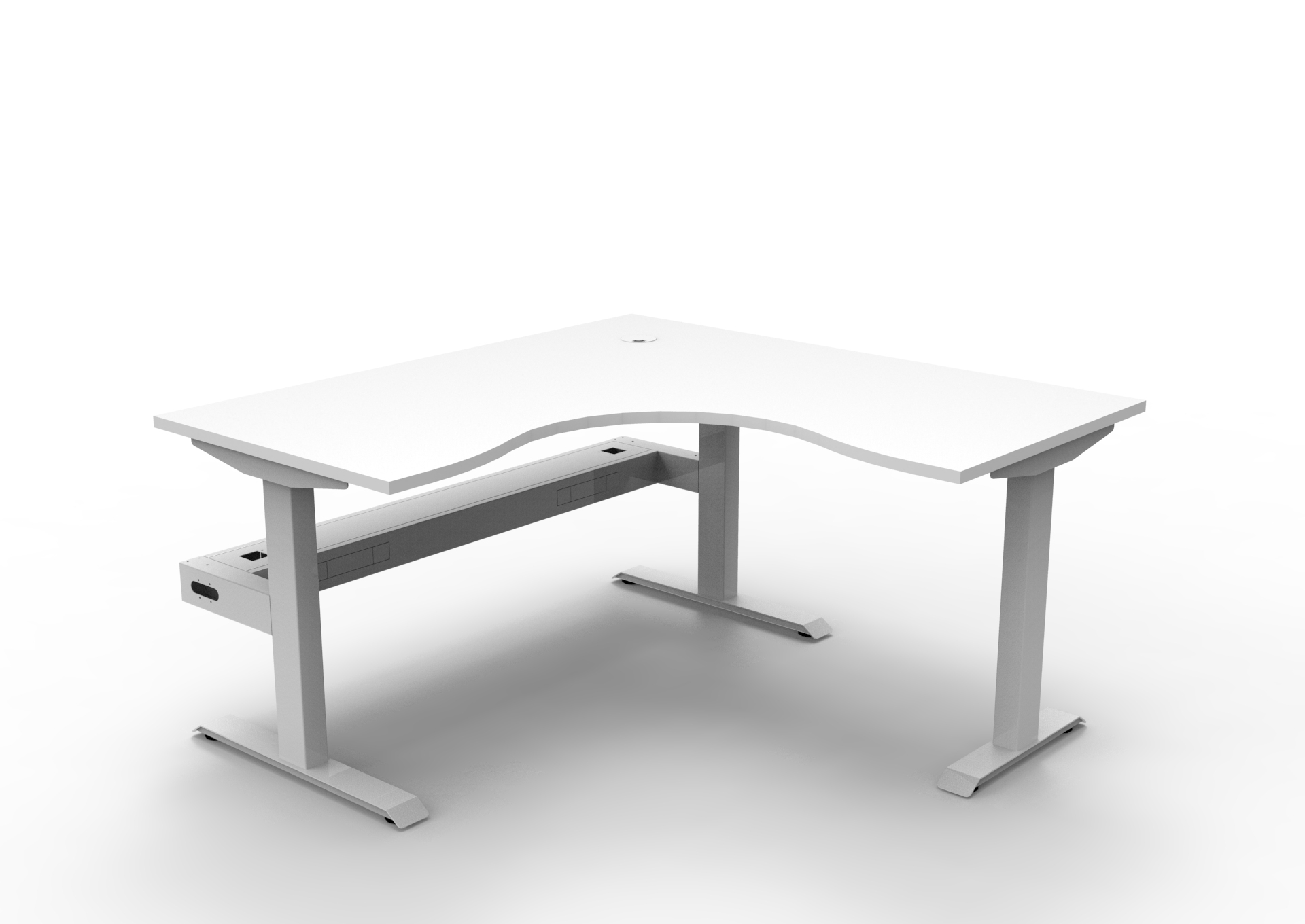Rapidline Boost Static Corner Workstation – 1500×1500mm, Natural White Top, White Satin Frame