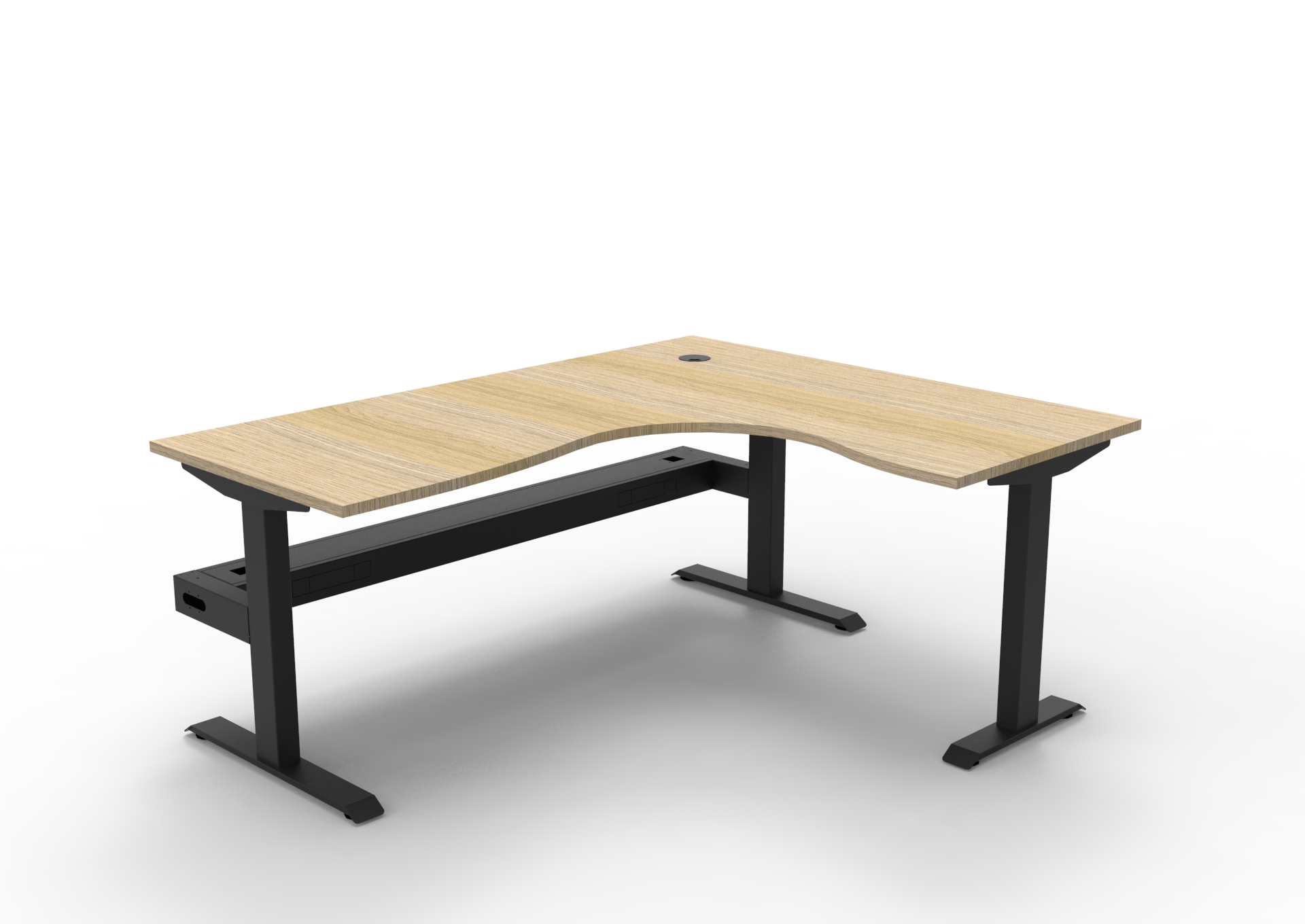 Rapidline Boost Static Corner Workstation | Natural Oak Top, Black Satin Frame | 1800 x 1500 x 750mm