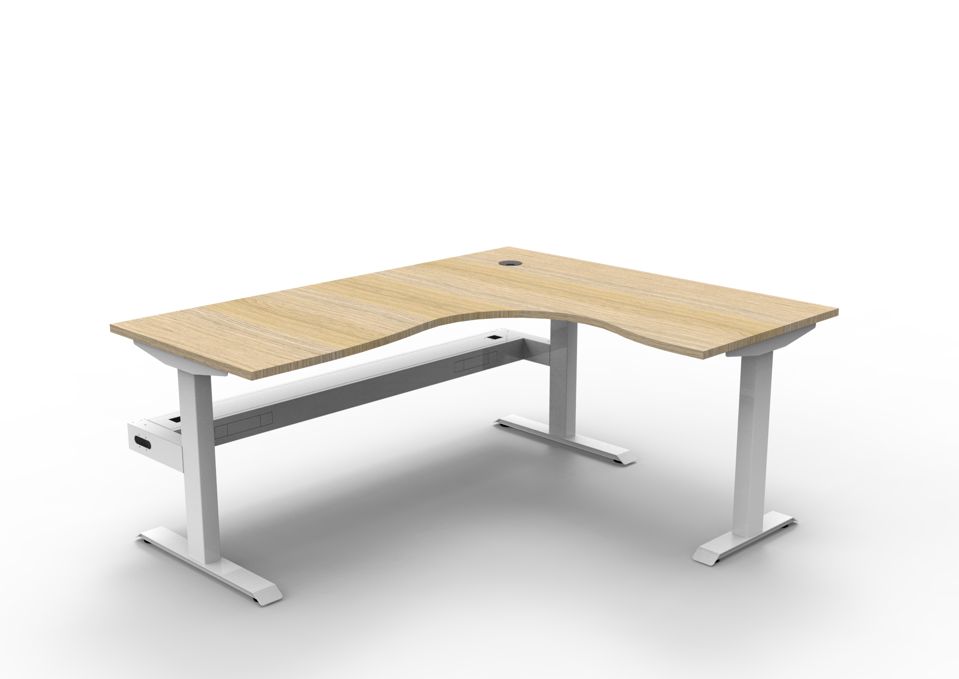 Rapidline Boost Static Corner Workstation | Natural Oak Top, White Satin Frame | 1800 x 1500 x 750mm