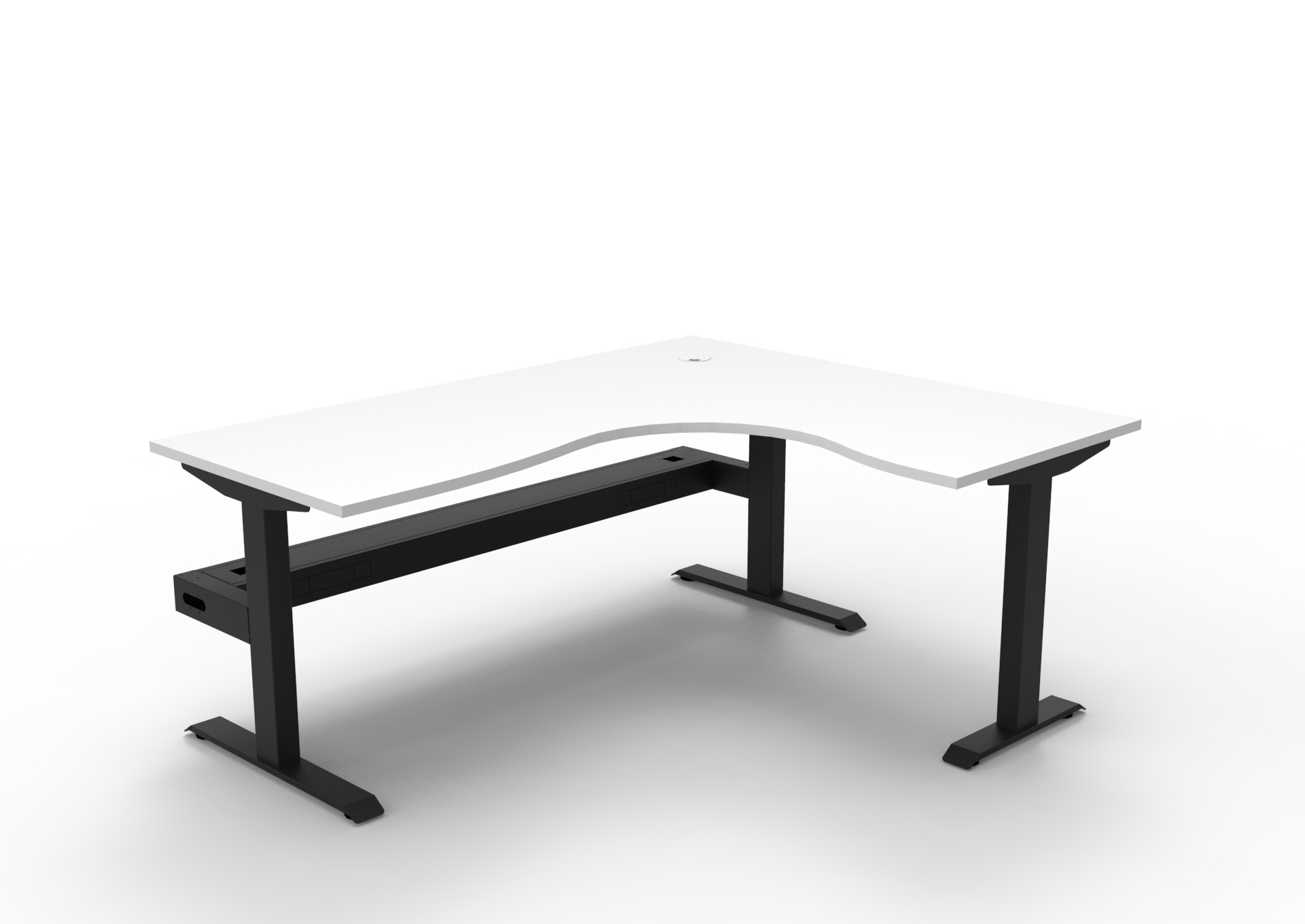 Rapidline Boost Static Corner Workstation | Natural White Top, Black Satin Frame | 1800 x 1500 x 750mm
