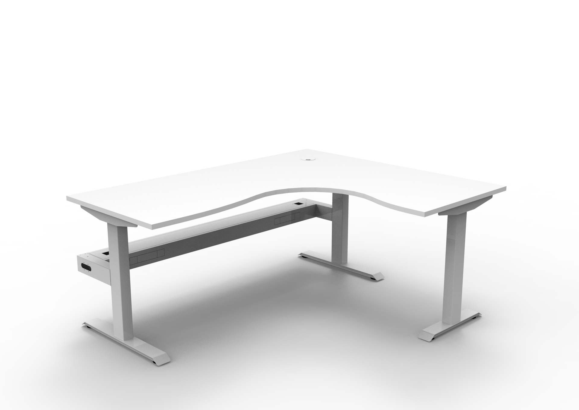 Rapidline Boost Static Corner Workstation | Natural White Top, White Satin Frame | 1800 x 1500 x 750mm