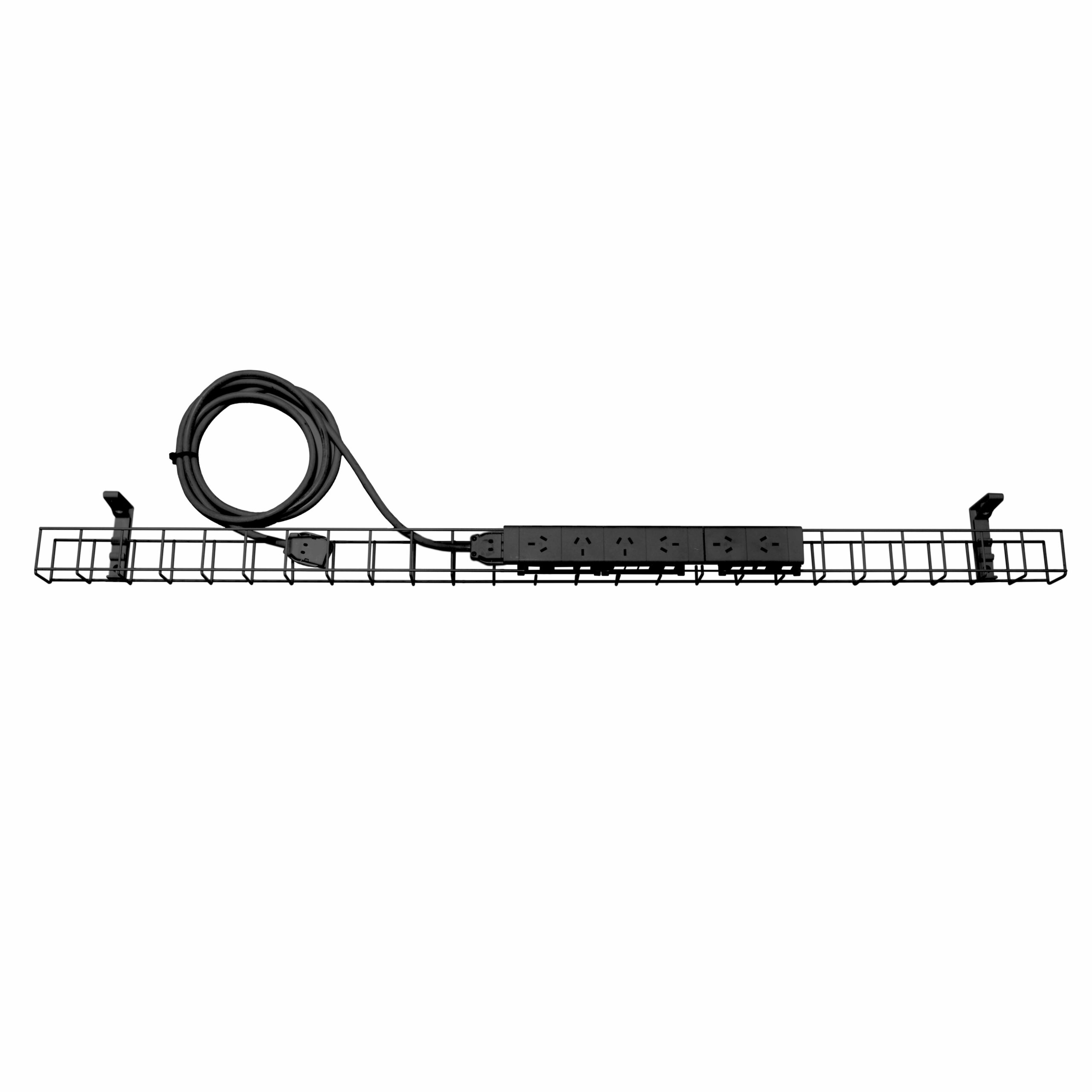 Rapidline Single Tier Cable Basket | 6 GPO | 1550mm | Black