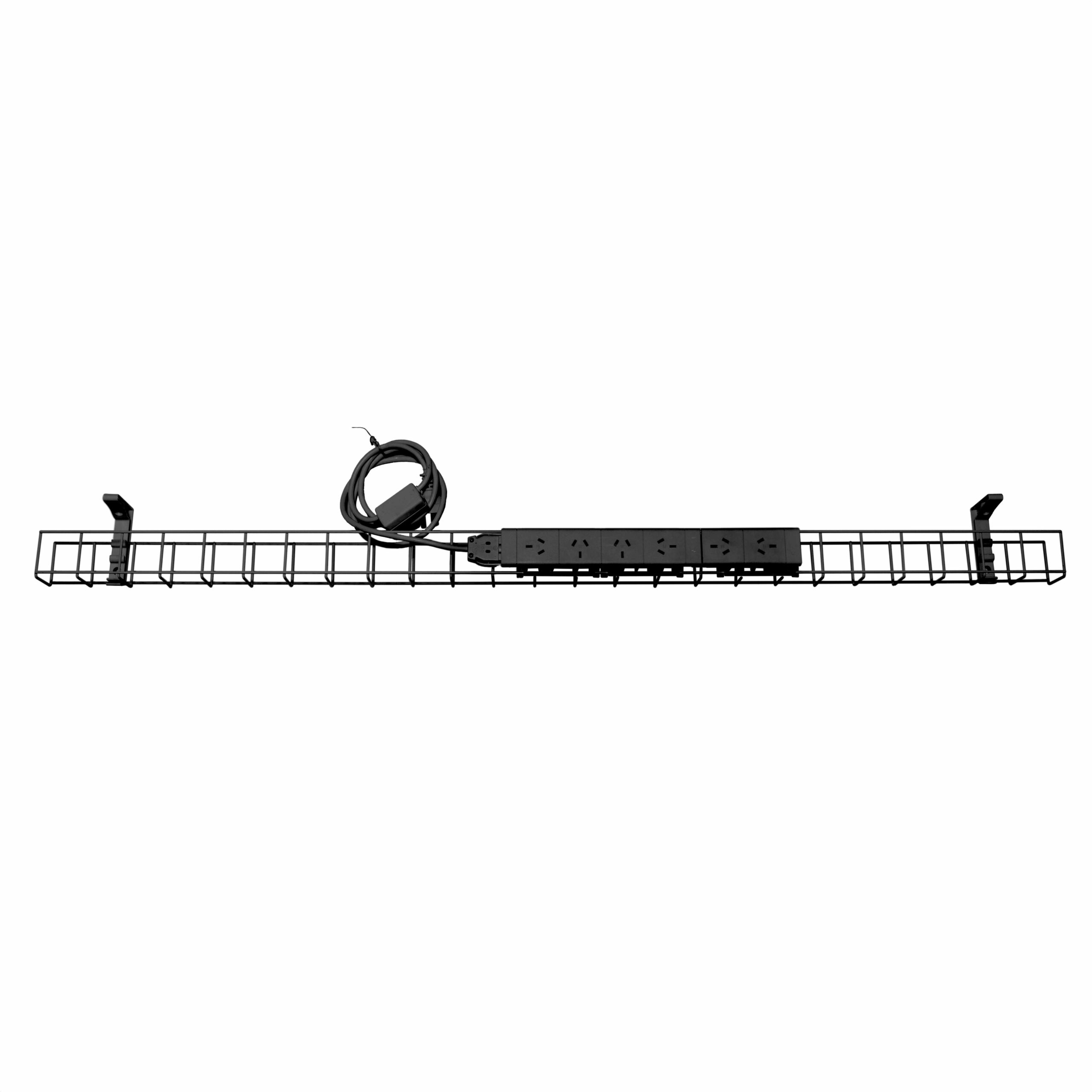 RAPIDLINE Single Tier Cable Basket – 6× GPO, 1250mm, Black