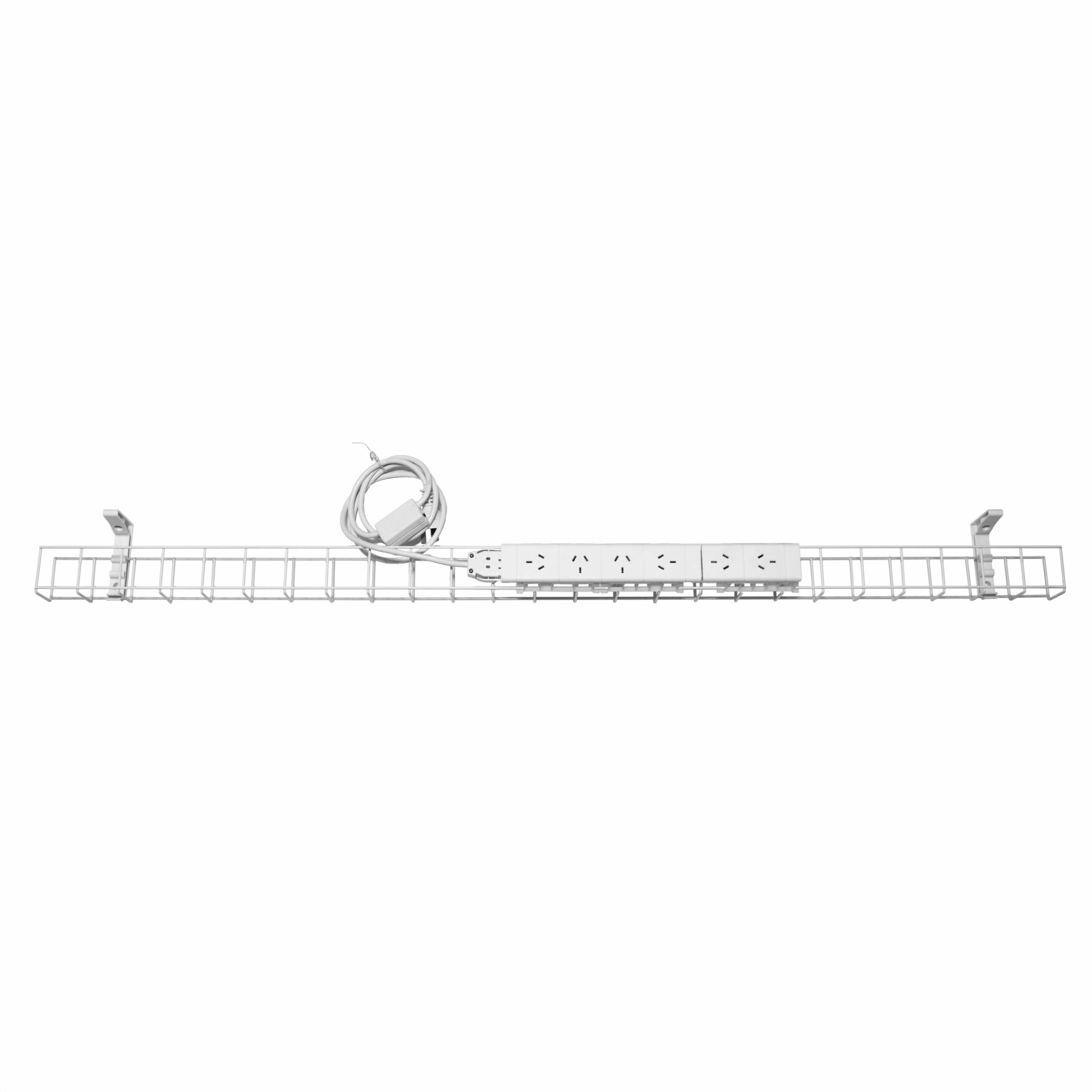 RAPIDLINE Single Tier Cable Basket – 6× GPO, 1250mm, White