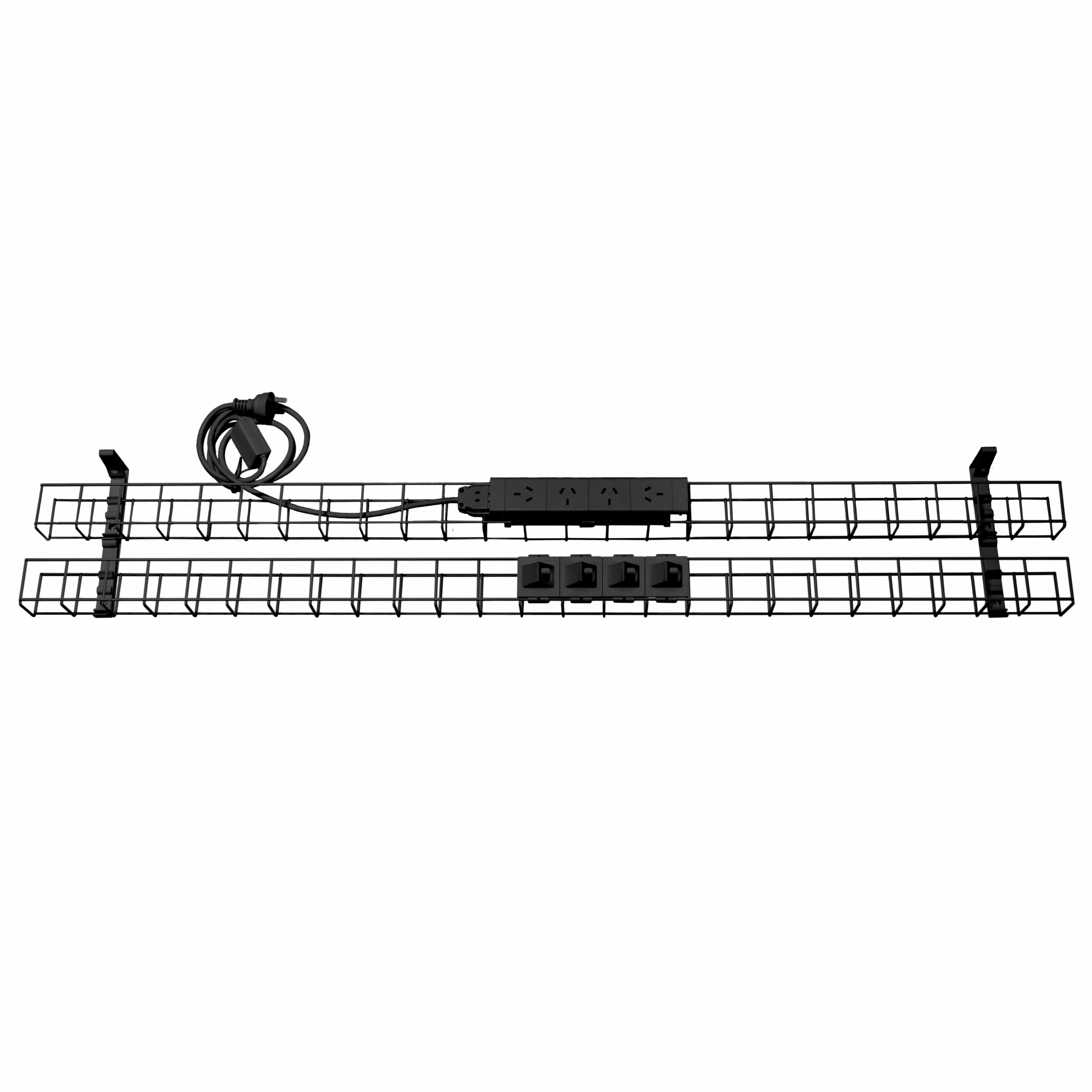 RAPIDLINE Dual Tier Cable Basket – 4 GPO + 4 Data | 1550mm | Black