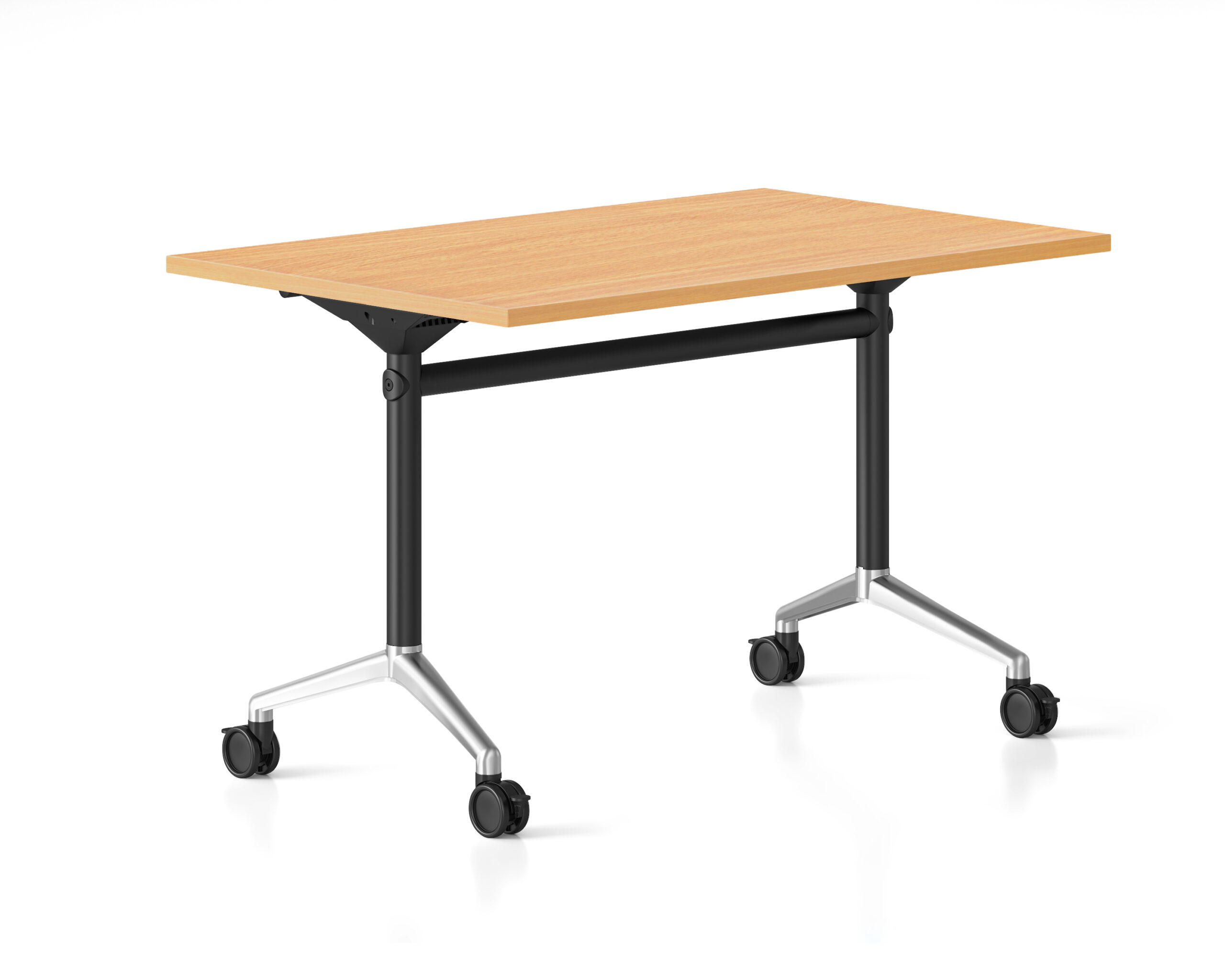 Typhoon Flip Top Table – 1200×600mm, Beech Top, Locking Castors (Black Frame)