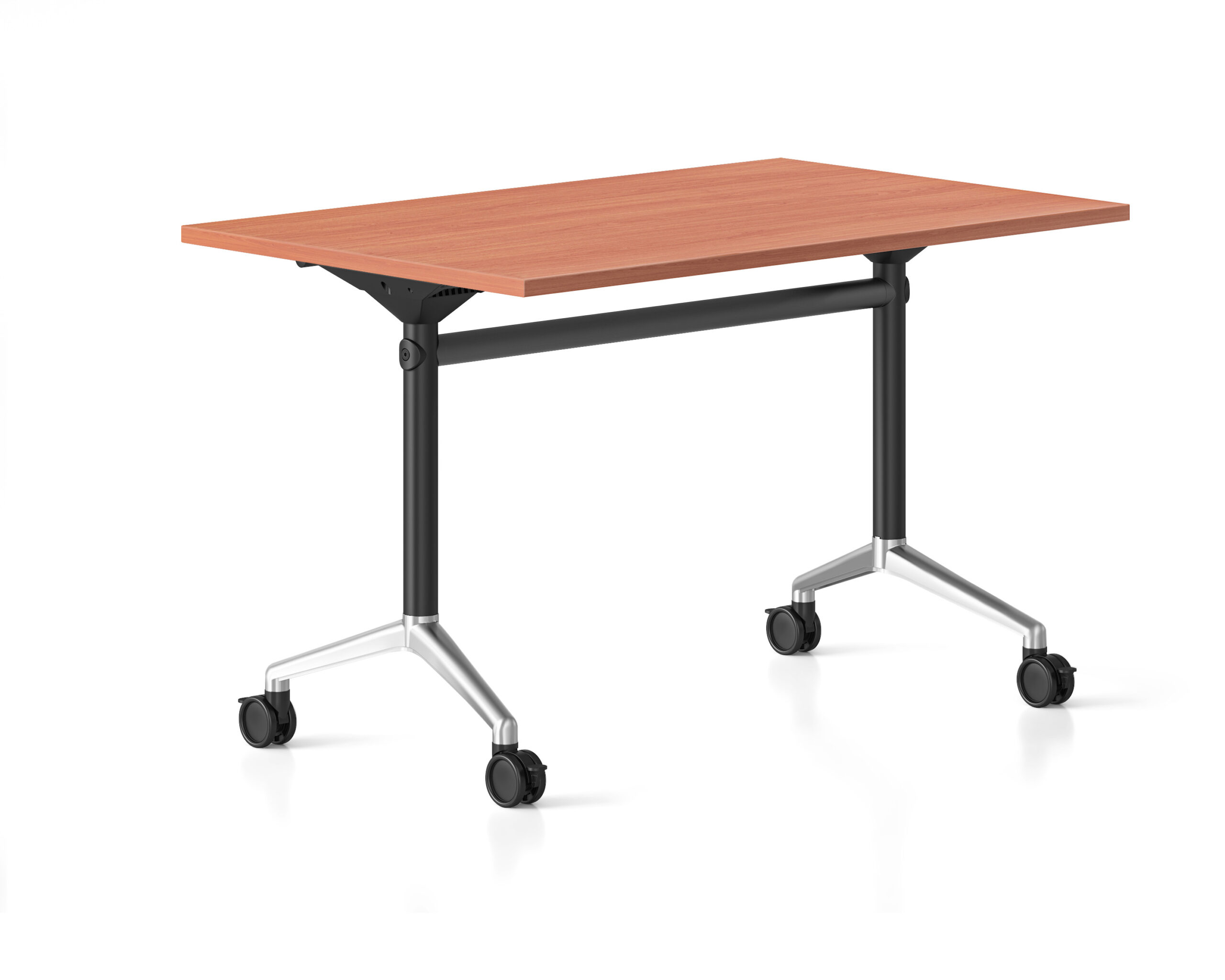 Typhoon Flip Top Table – 1200×600mm, Cherry Top, Locking Castors (Black Frame)