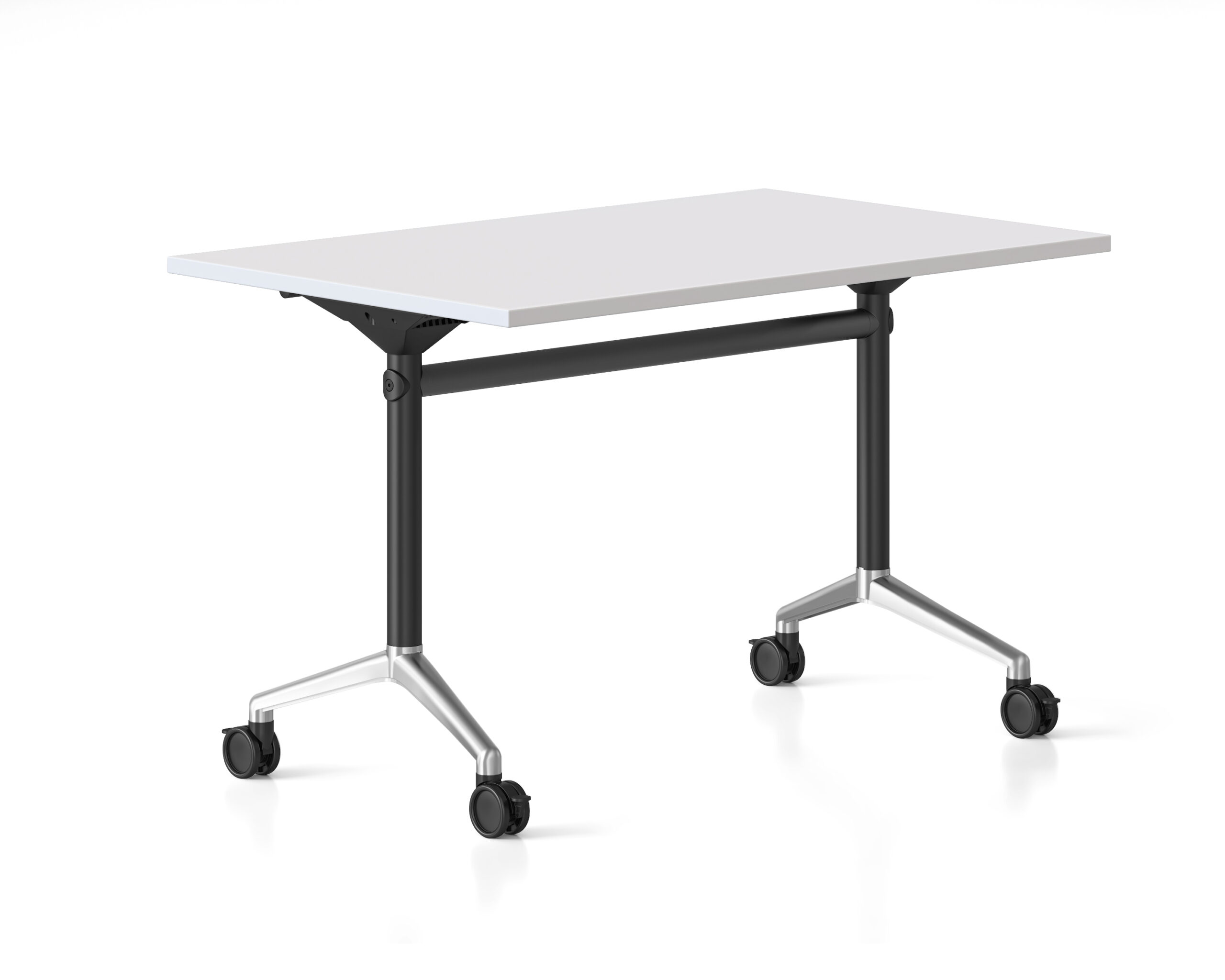 Rapidline Typhoon Flip Top Table – Natural White, 1200 × 600 mm, Black & Polished Aluminium Frame