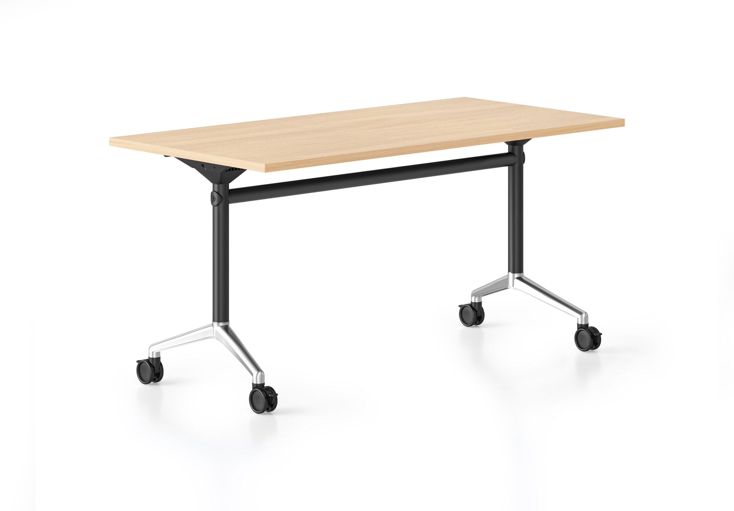 Rapidline Typhoon Flip Top Table – 2100 x 750mm, Natural Oak Top, Black & Polished Aluminium Frame