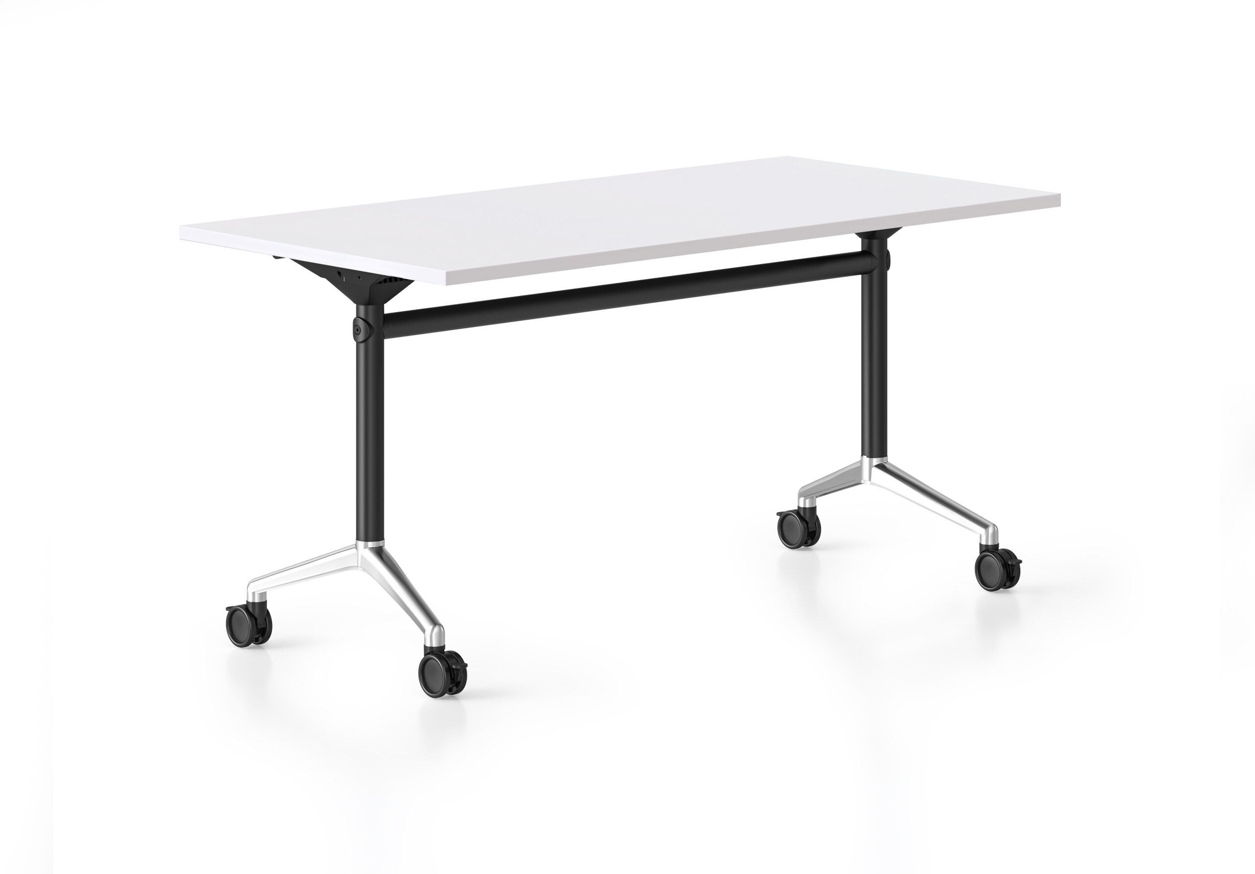 Rapidline Typhoon Flip Top Table – 2100 x 750mm, Natural White Top, Black & Polished Aluminium Frame