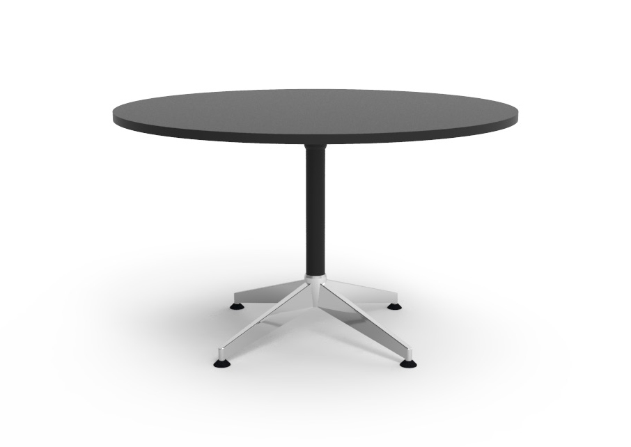 Rapidline Typhoon Round Meeting Table – 1200mm Black Top, Polished Aluminium 4-Star Base | 5-Year Warranty