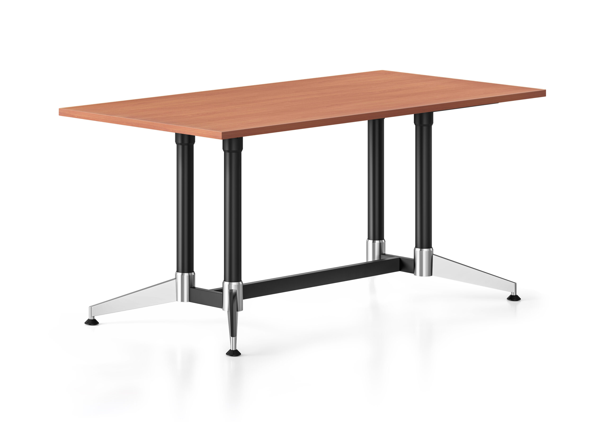 Rapidline Typhoon Meeting & Boardroom Table – 1500mm W x 750mm D, Cherry Top, Black & Polished Aluminium Frame