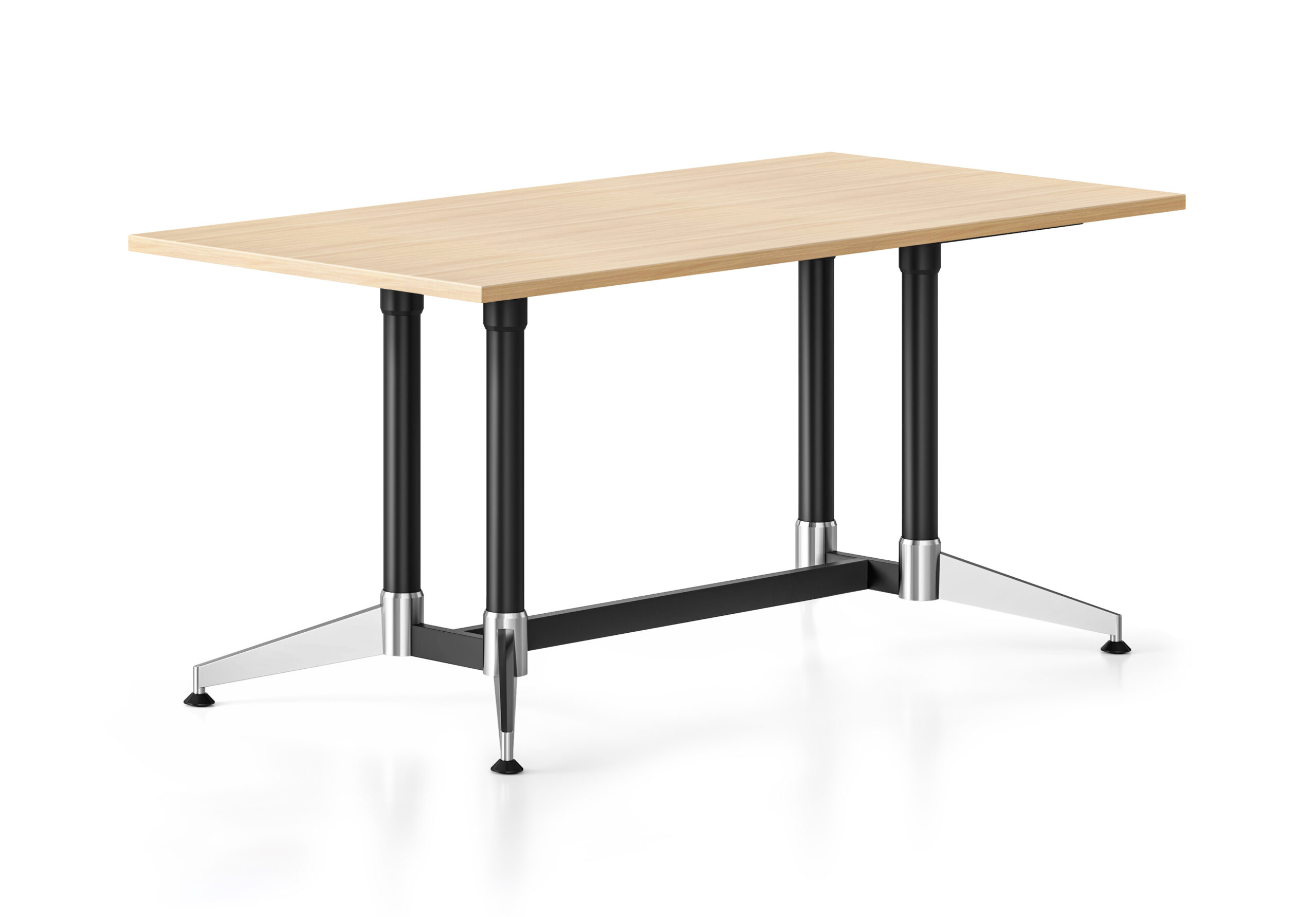 Rapidline Typhoon Meeting Table – 1500 x 750mm, Natural Oak Top, Black Powdercoated Frame