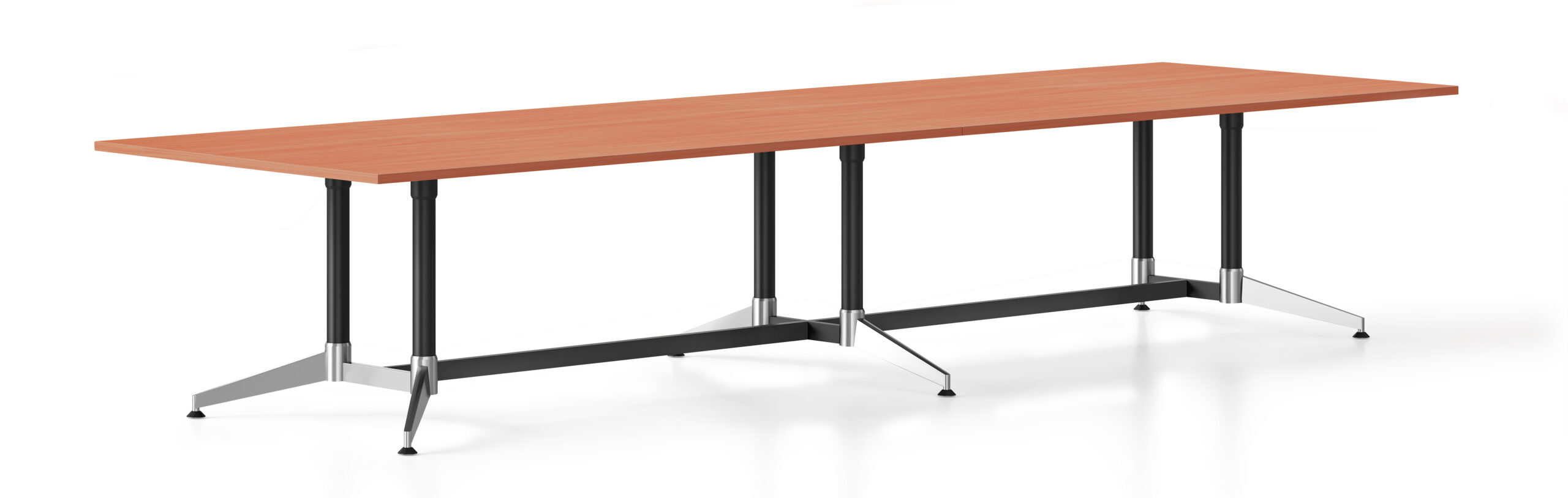 Rapidline Typhoon Meeting Table – 3200mm x 1200mm, Cherry Top, Black Powdercoated Frame