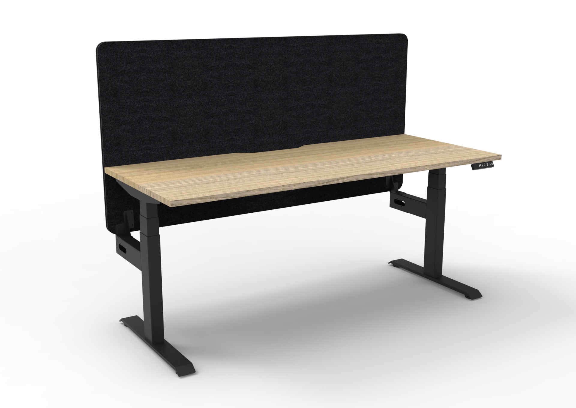 Rapidline Boost+ Height Adjustable Desk – 1200×750mm, Natural Oak Top, Black Frame, Black Screen Panel