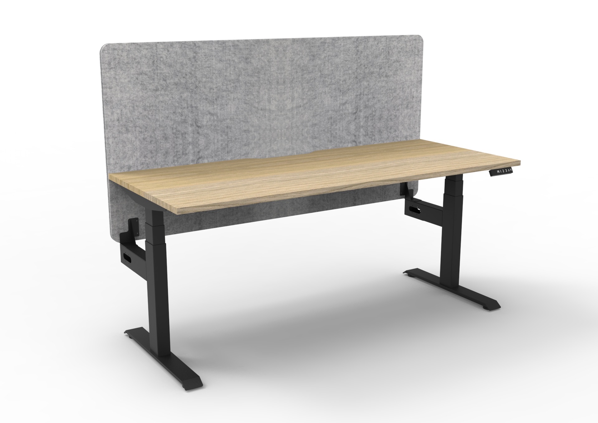 Rapidline Boost+ Height Adjustable Desk – 1200×750mm, Natural Oak Top, Black Frame, Marble Grey Screen Panel