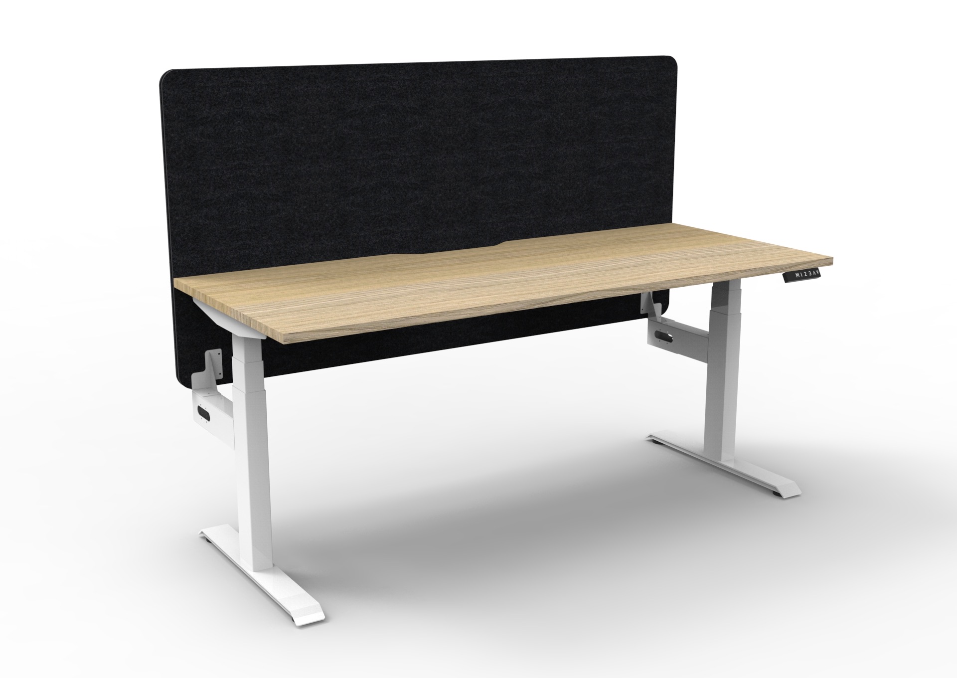 Rapidline Boost+ Height Adjustable Desk 1500mm x 750mm | Natural Oak Top, White Frame, Black Screen