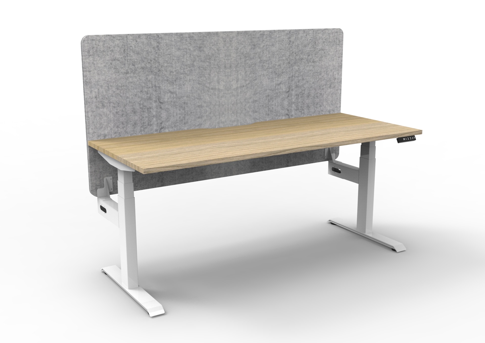 Rapidline Boost+ Height Adjustable Desk 1500mm x 750mm | Natural Oak Top, White Frame, Marble Grey Screen