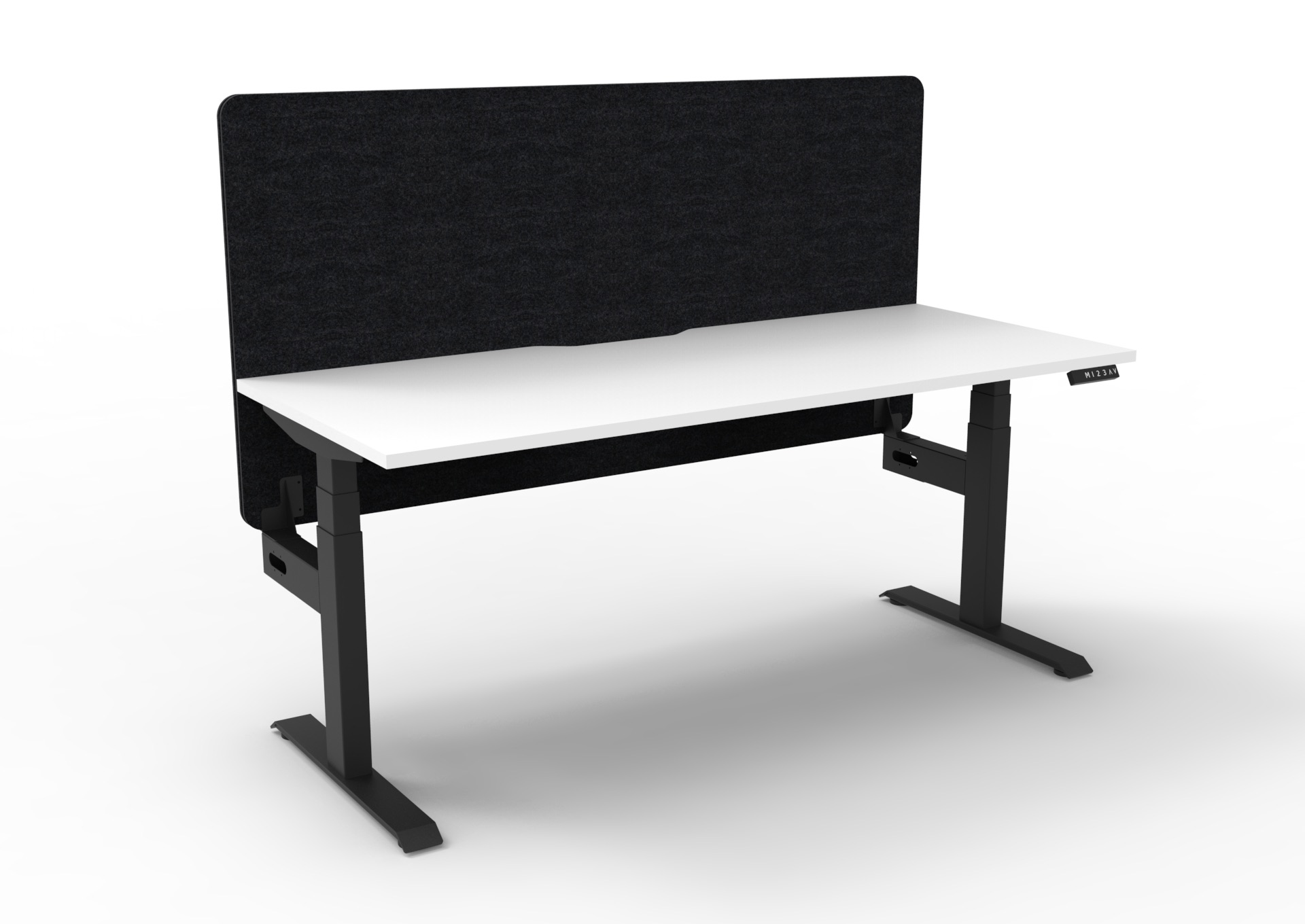 Rapidline Boost+ Height Adjustable Desk 1500mm x 750mm | Natural White Top, Black Frame, Black Screen