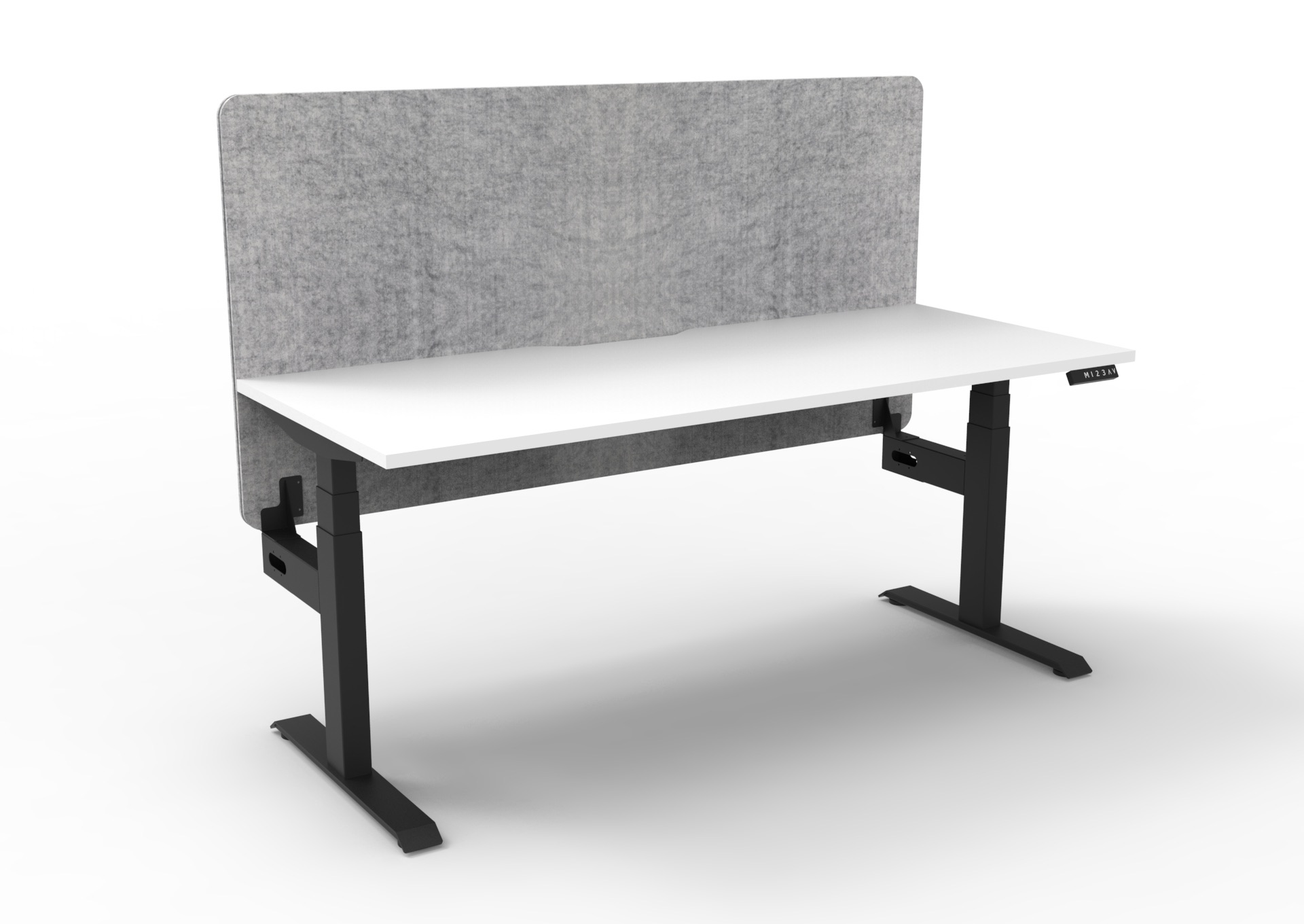 Rapidline Boost+ Height Adjustable Desk | 1800x750mm | Natural White Top, Black Satin Frame, Marble Grey Screen