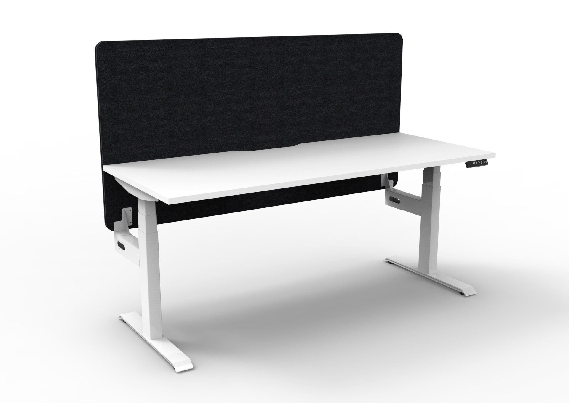 Rapidline Boost+ Height Adjustable Desk – 1800 x 750mm, Natural White Top, White Satin Frame, Black Panel Screen